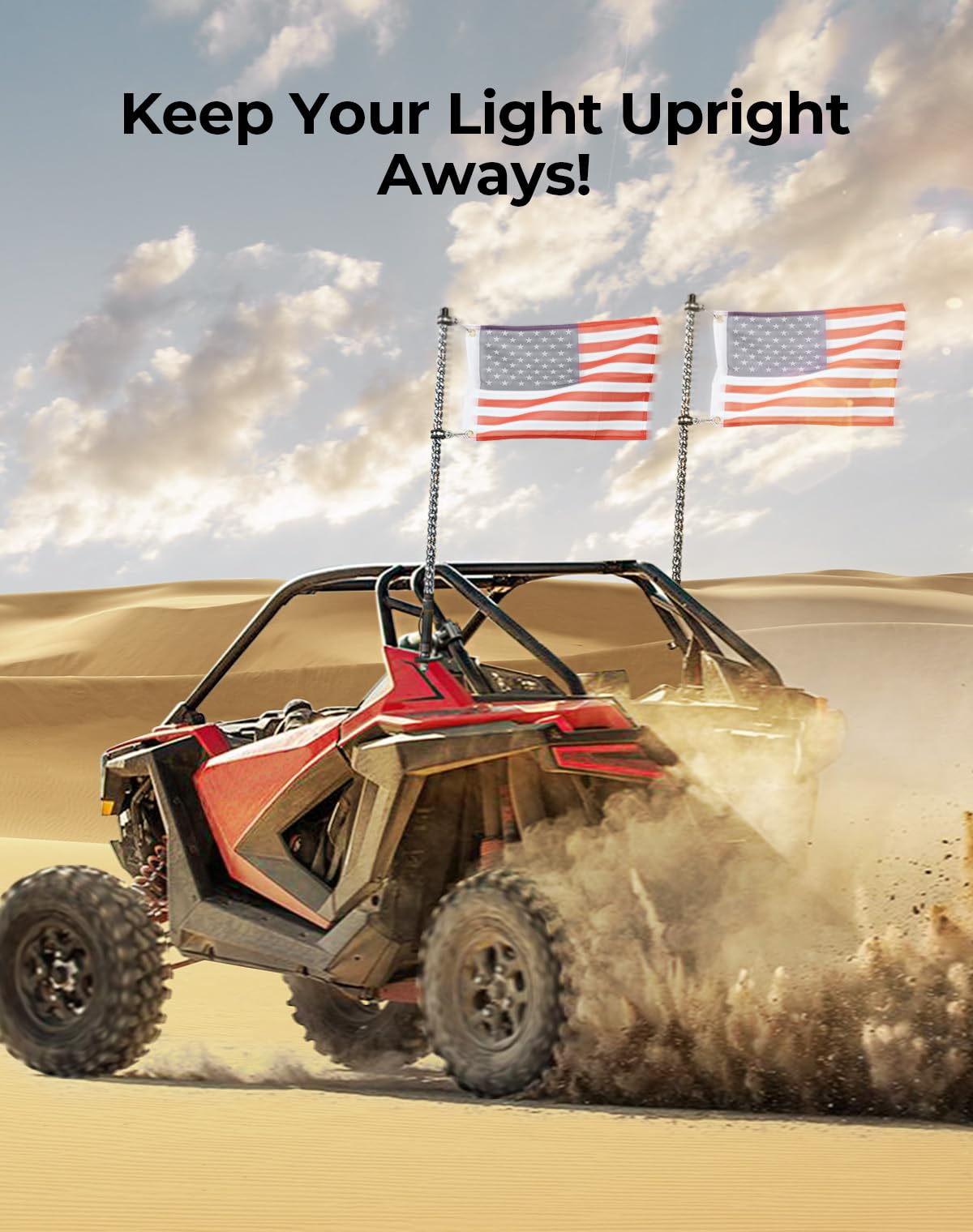 KEMIMOTO UTV Whip Mount Flag Whip Light Mount 2PCS, Heavy Duty Adjustable for 1.75-2 inch Roll Bar Cage, Compatible with RZR 900 1000 XP Pro Turbo Maverick Commander