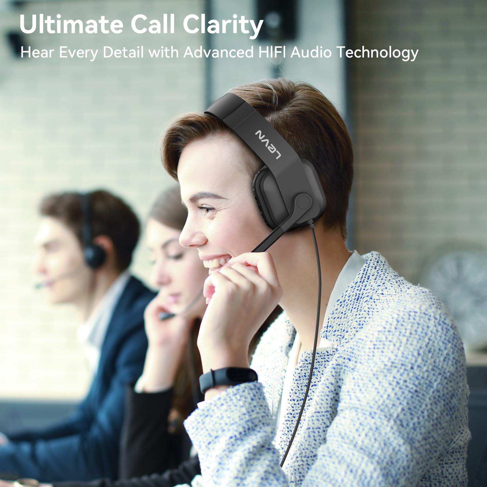 Headset with Mic, Headset with Microphone for PC, Computer Headset with Noise Cancelling Microphone for Laptop, USB Headset for Call Center Work from Home Online Class Teams Zoom Meetings