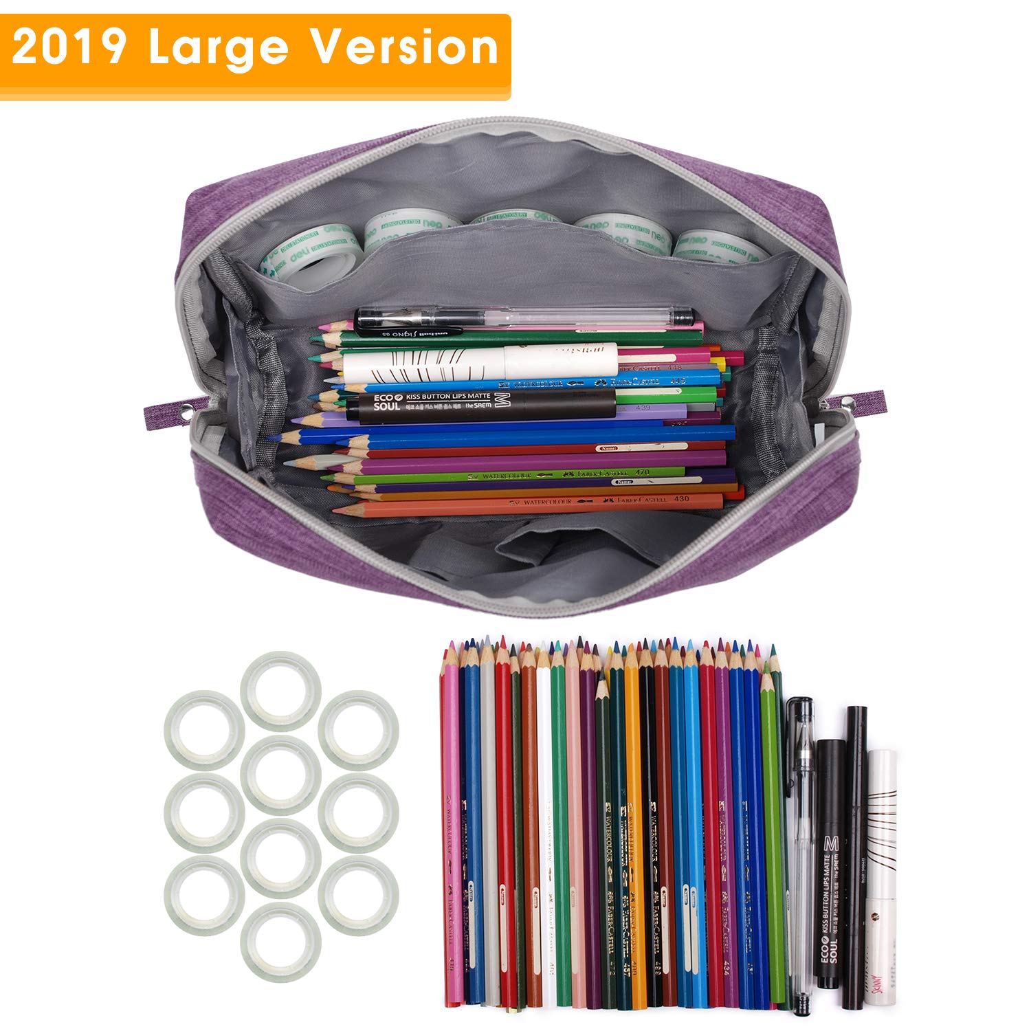 Narwey Large Makeup Bag Travel Cosmetic Bag Organizer Toiletry Bag Make Up Bags Zipper Pouch for Women (Large, Purple)