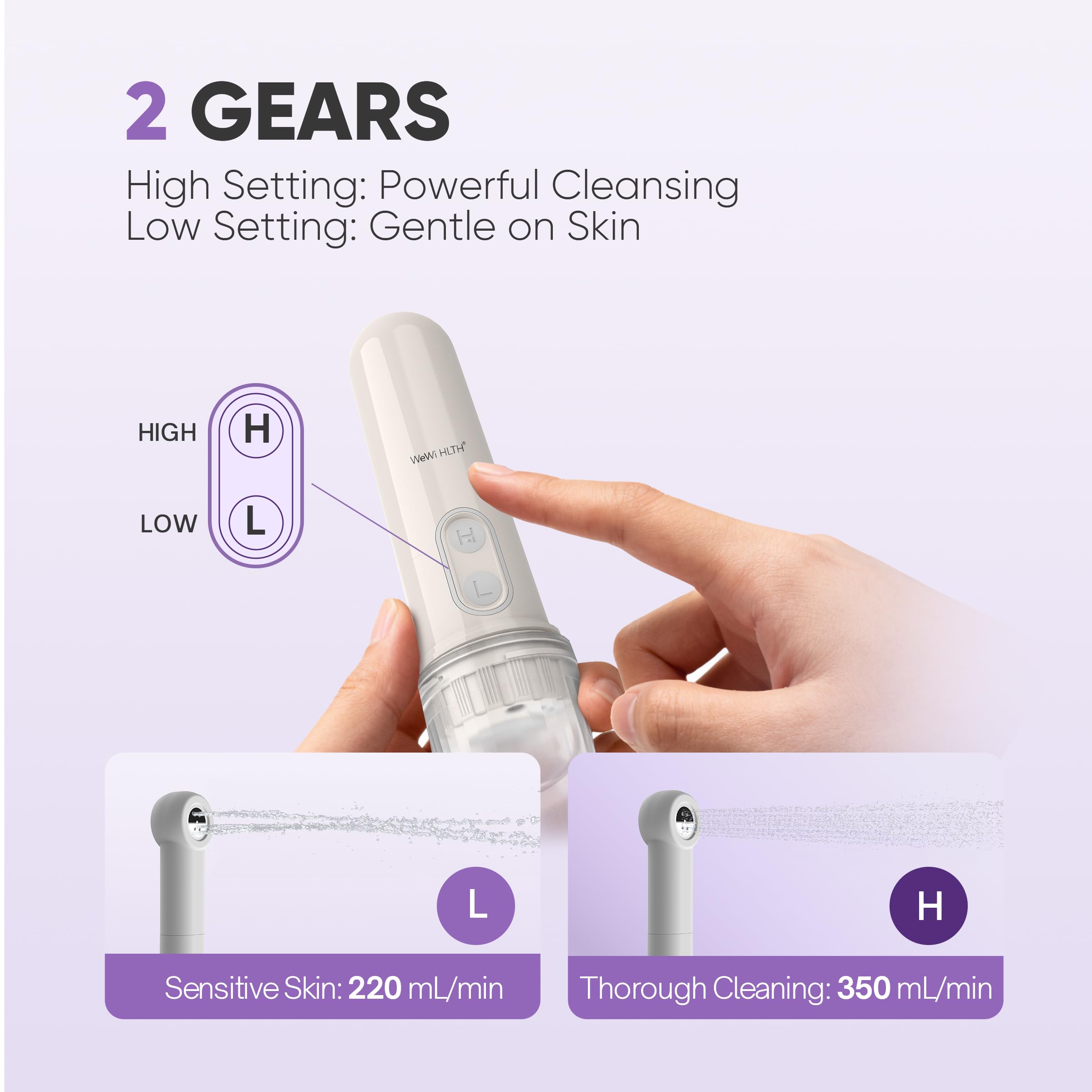 Portable Electric Bidet Sprayer - Handheld Travel Bidet with 2 Pressure Modes - Waterproof Foldable Pocket-Sized & Cordless for Bathroom Ultimate Personal Hygiene Cleaning at Home and Camping, White
