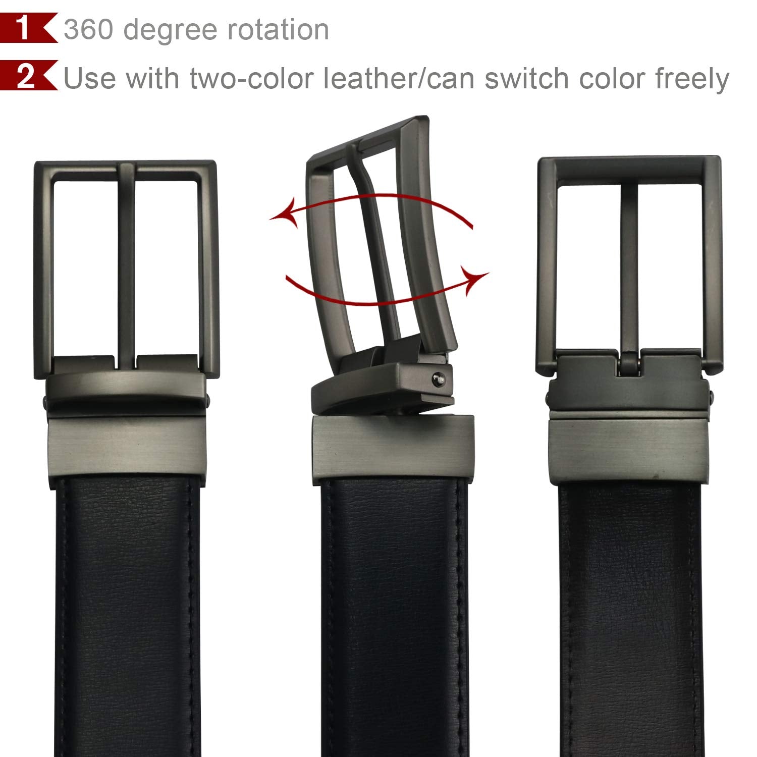 maikun Reversible Belt for Men, Waist Belt for Men, Ratchet Belt for Men, Brown,45''Long, Fit for waist size 35-38''