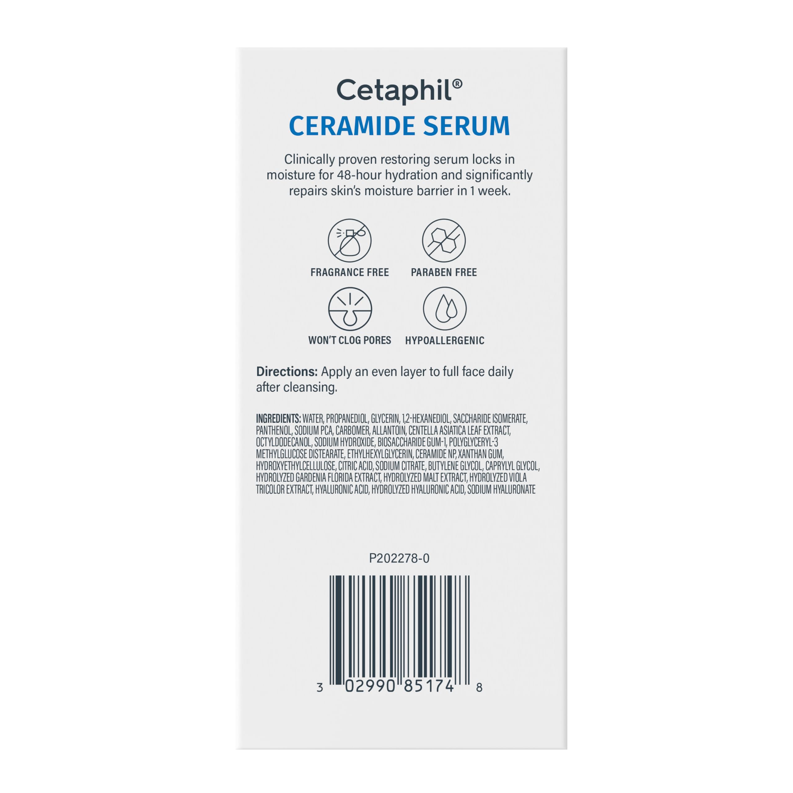 Cetaphil Ceramide Serum, Hydrates and Restores Skin Barrier, Formulated with Ceramides & Centella Asiatica, Designed for Sensitive Skin, Fragrance Free, Dermatologist Tested, 1oz