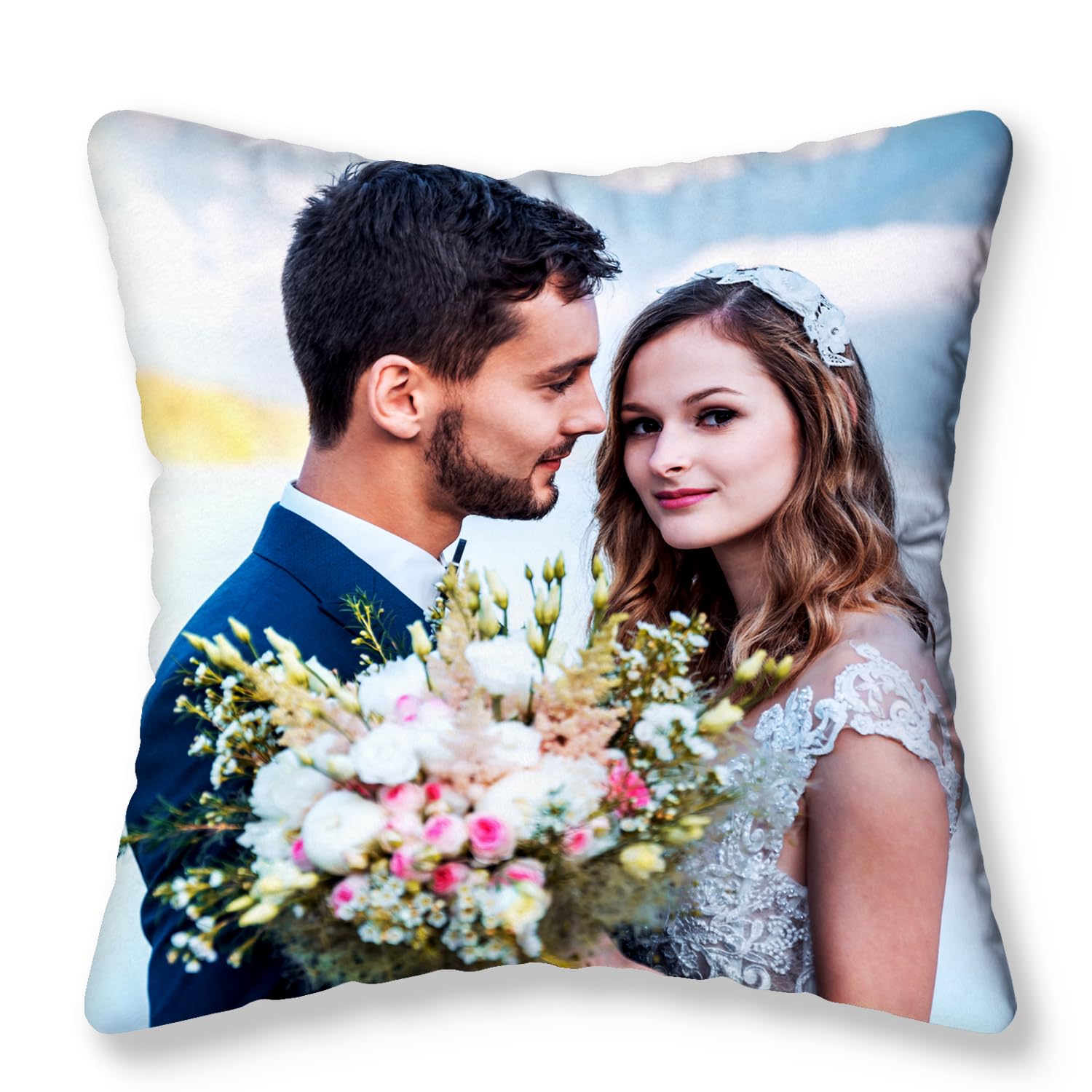 GagetElec Custom Pillows with Picture,Text Personalized Pillow with Photo,Custom Couple Gifts,Two-Sides Design Printed (20 Inch X 20Inch,Optional Pillow Insert)