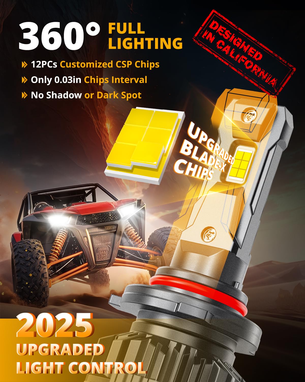 Auxbeam 9005 HB3 Fog Light,F22 Series 9005 Powersports, 6500K 110W 24000LM 700% Brighter 9005 Light For UTV ATV Offroad Vehicles