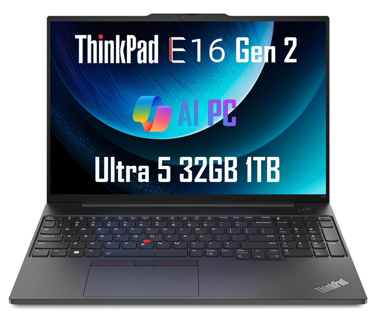 Lenovo ThinkPad E16 Gen 2 Business Laptop (16" FHD+ Anti-Glare, Intel Core Ultra 5 125U (> i7-1355U), 32GB DDR5 RAM, 1TB SSD) Fingerprint, Backlit, Webcam, Ethernet, Win 11 Pro, 2025 AI PC, Black