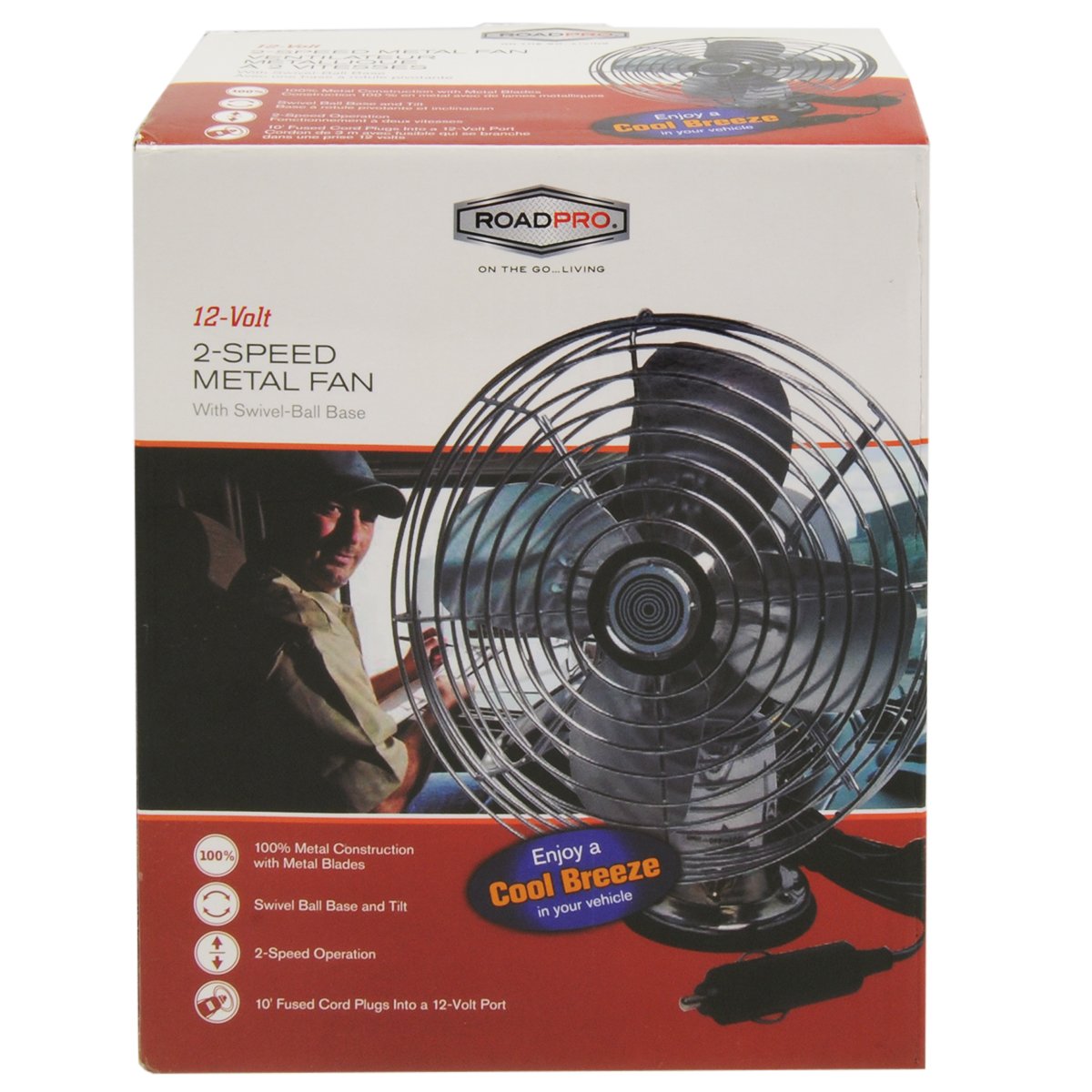 RoadPro RP-1179 Car Fan, Heavy Duty, 12V, Metal, 7.5"