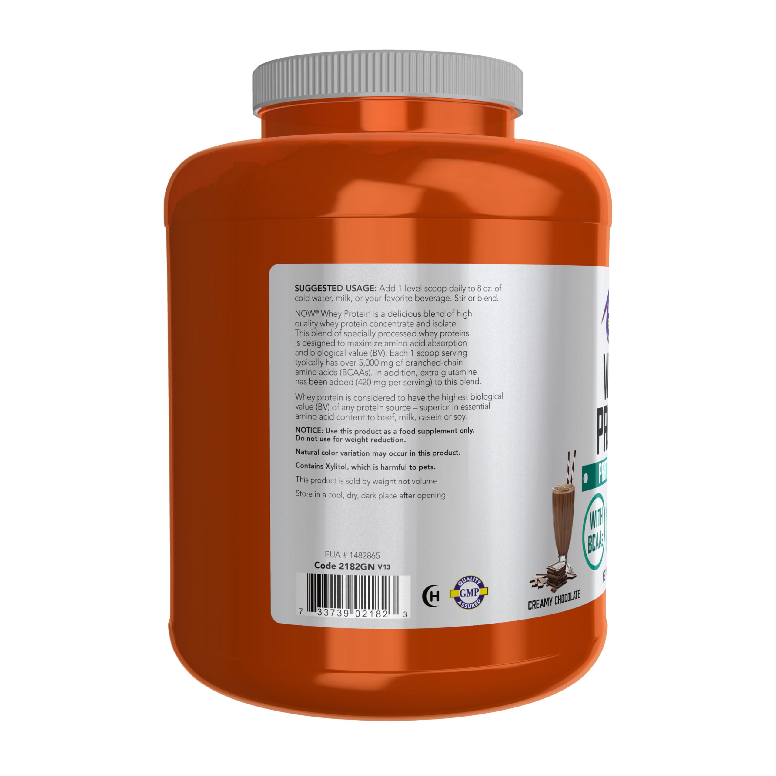 NOW Foods Sports Nutrition, Whey Protein, 24 g With BCAAs, Creamy Chocolate Powder, 6-Pound