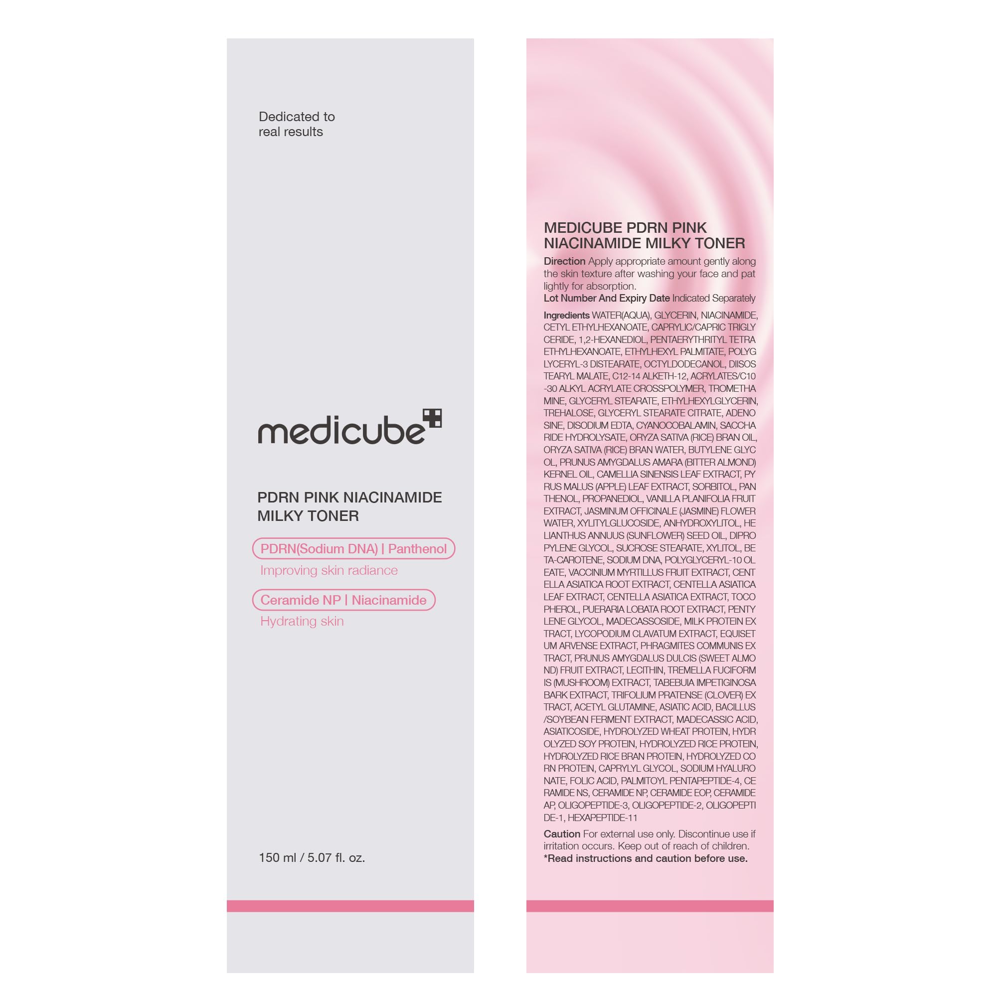 medicube PDRN Pink Niacinamide Milky Toner for Hydrating, Moisturizing, Soothing, Ceramide, Peptide, Glass Glow Skin, Korean Skincare | 150ml 5.07 fl. Oz.