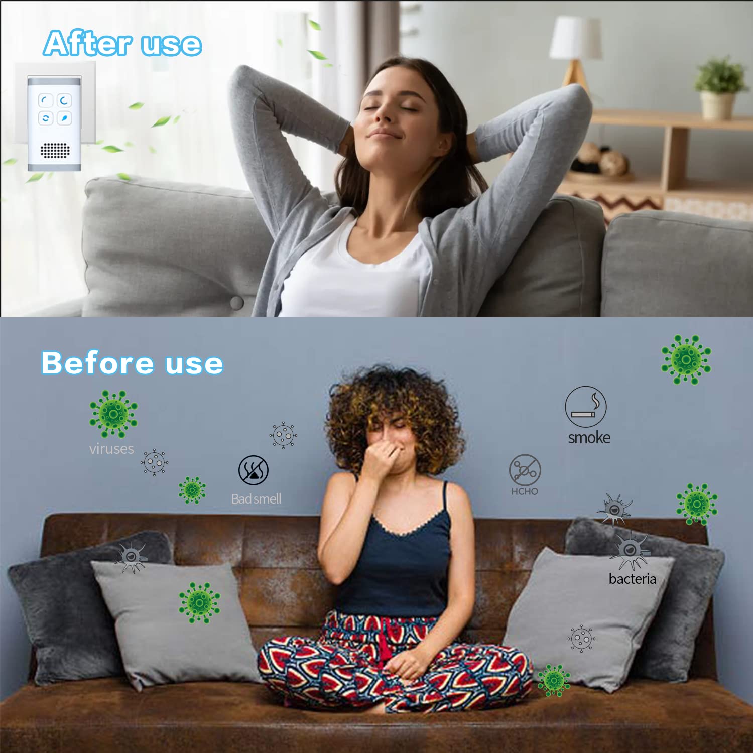 Mini Ozone & Ionic Air Purifier 2 in 1, Plug-in, New Released Promotion