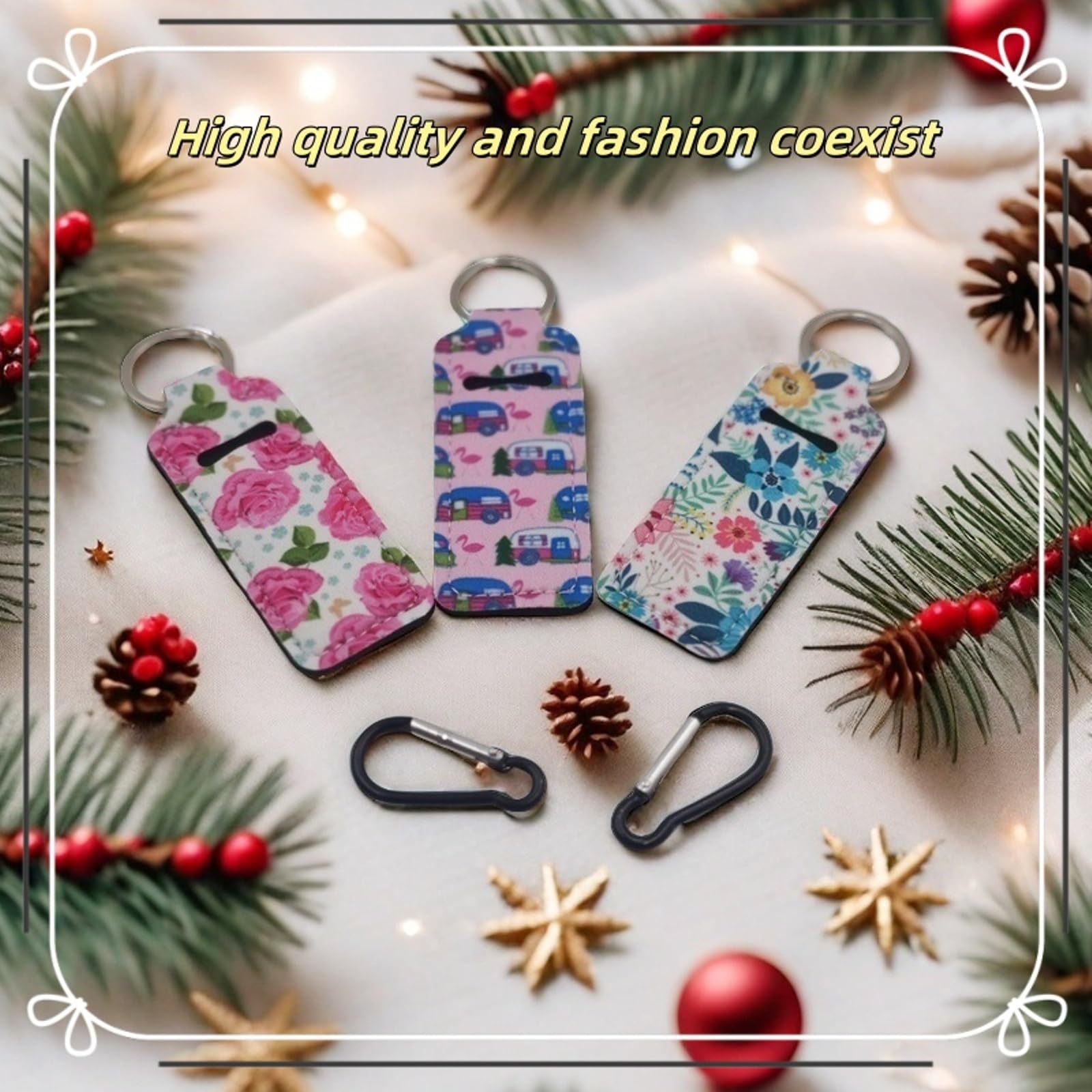 Chapstick Holder Key Chain for Women Lip Balm Lip Gloss Holder Cute Keychain Lipstick Holder with Metal Spring Clip, Small Stocking Stuffers Keychains Travel Accessories for Women Lipstick (3Pcs)