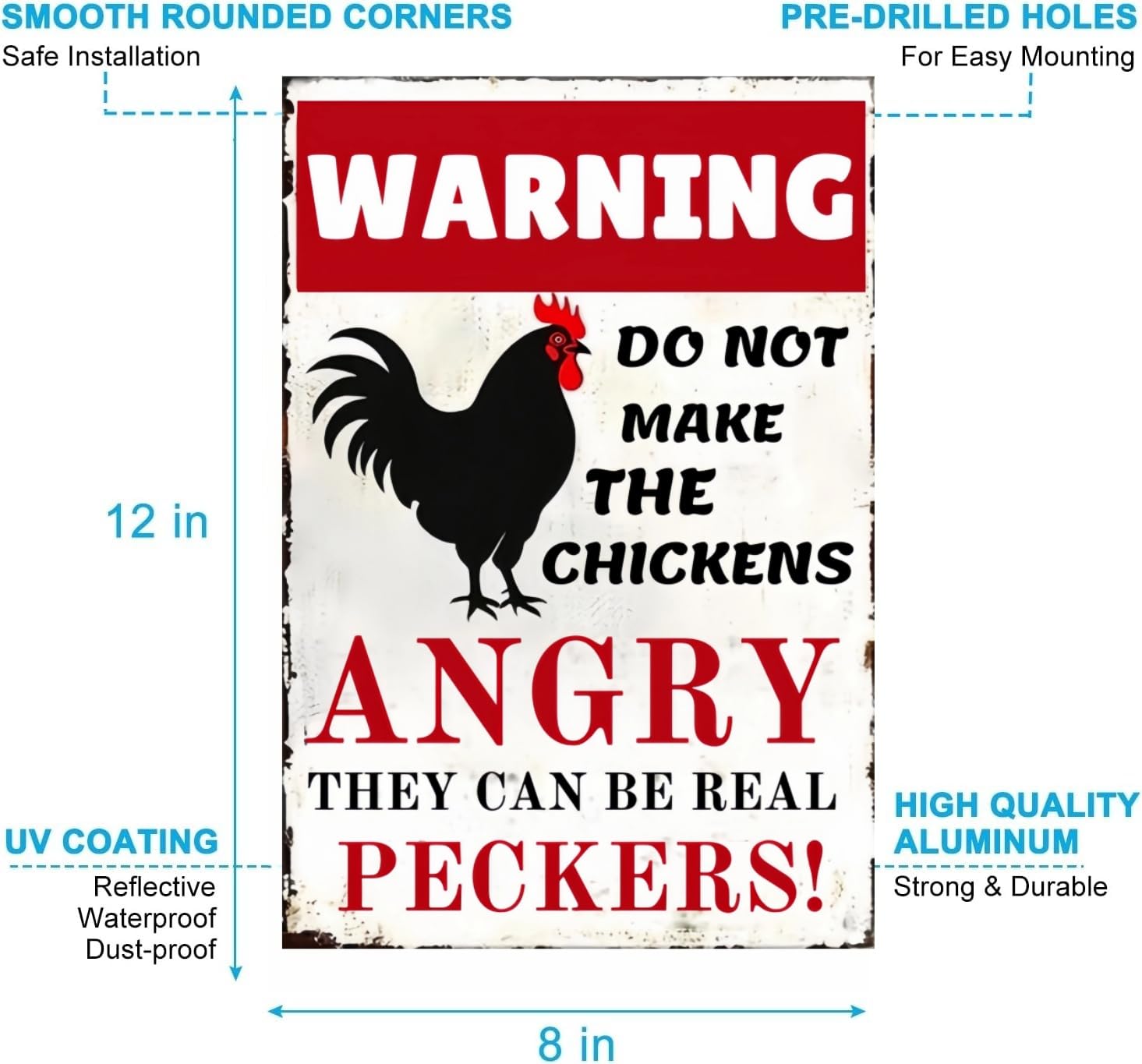 Carastora Funny Chicken Coop Sign - Vintage Metal Tin Sign for Farm, Yard or Barn, Rustic Decor, Fence or Wall, 8x12 Inch