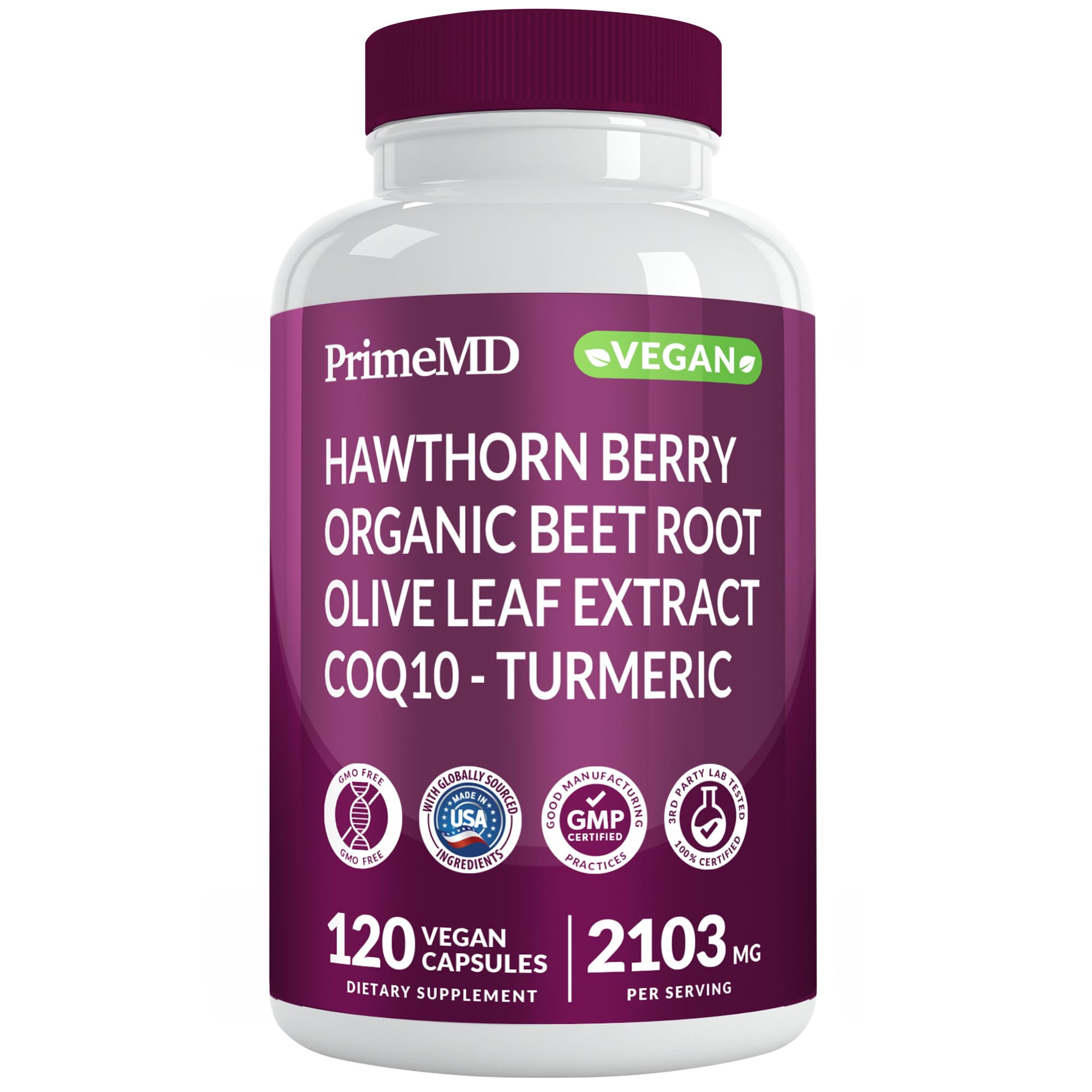 26-in-1 Nitric Oxide Supplement - Heart & Circulation Support with CoQ10, Turmeric, Organic Beet Root, Hawthorn Berry & Garlic - 2103mg per Serving (120ct)