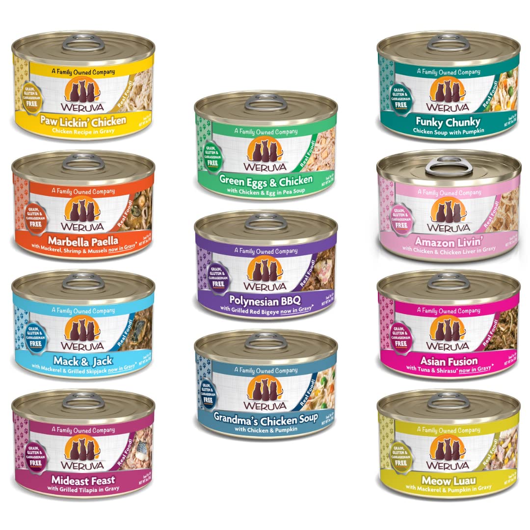 Weruva Classic Cat 11 Flavors Variety Pack, Grain and Gluten Free, 3 Ounce Cans Pack of 24