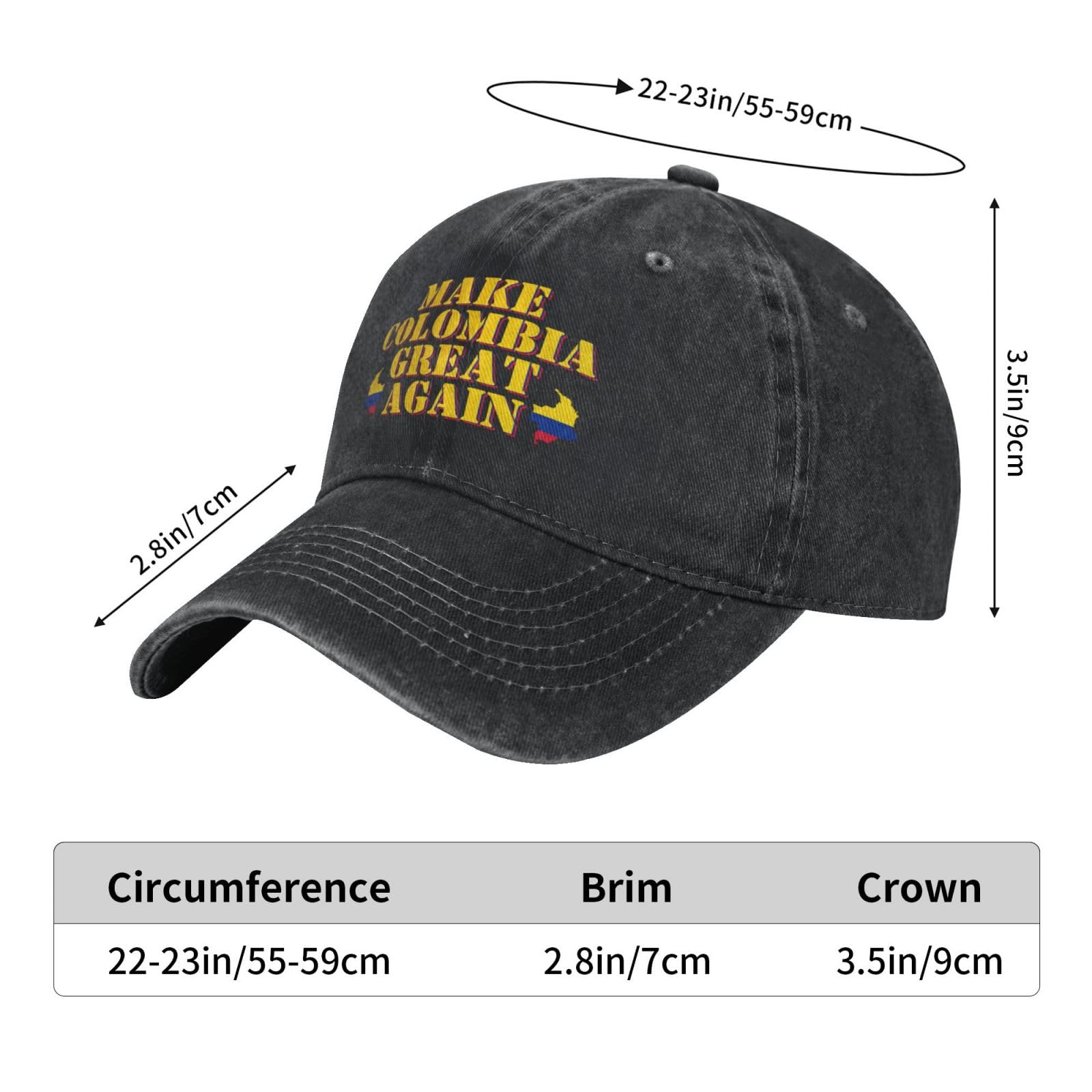 muciioa Make Colombia Great Again Hat Colombia Flag Trucker Cap for Men Women Black