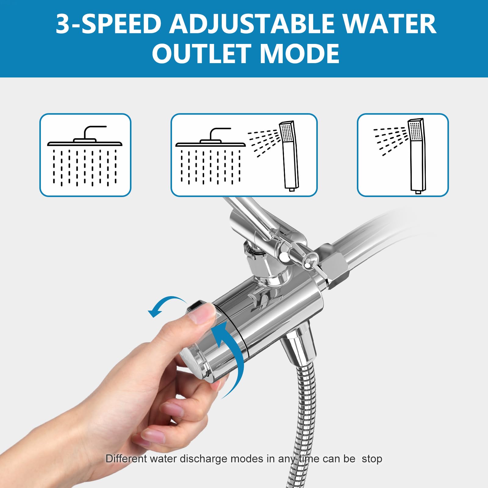 8-Inch Rain Shower Head with Handheld Spray Combo-6-Function Handheld Shower Head-3-way diverter comes with a pause setting-11-Inch Adjustable Extension Arm-59-inch stainless steel shower hose