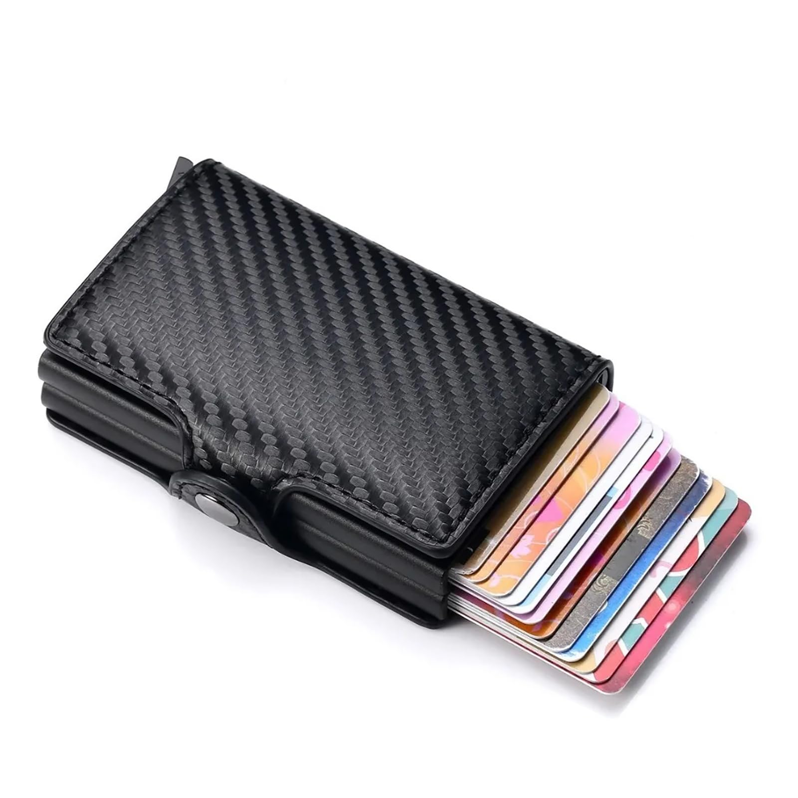 MicroTrouble Wallet for Men, RFID Wallet for Men, Aluminum Wallet for Cards, Cash and Coins, Expand Capacity to Store 12 Cards (Carbon Fiber)