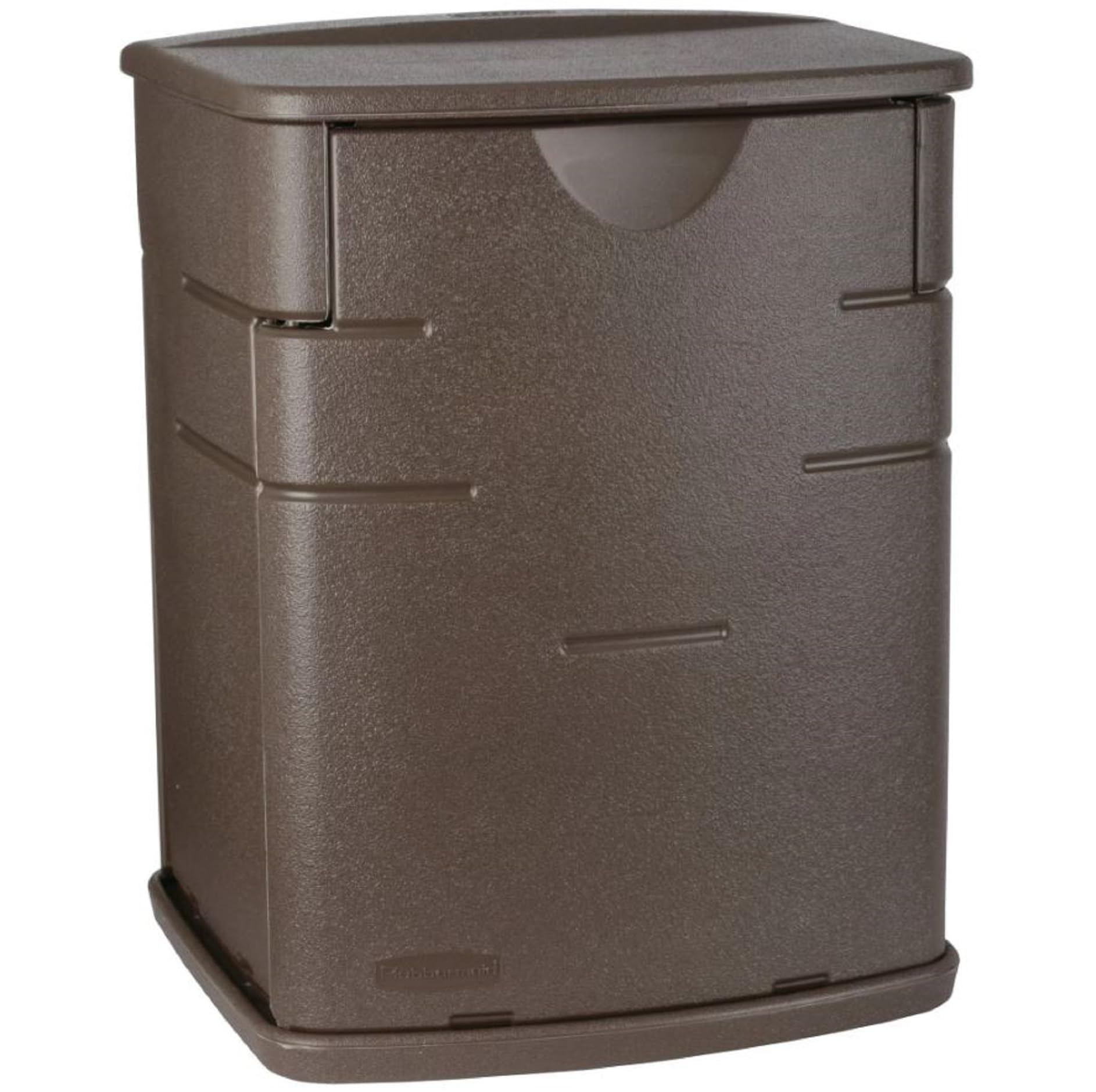 Rubbermaid Small Resin Outdoor Storage Deck Box (19 Gal), Weather Resistant, Brown, Deck Organization for Home/Small Garden Tools/Grilling Accessories/Pool Supplies