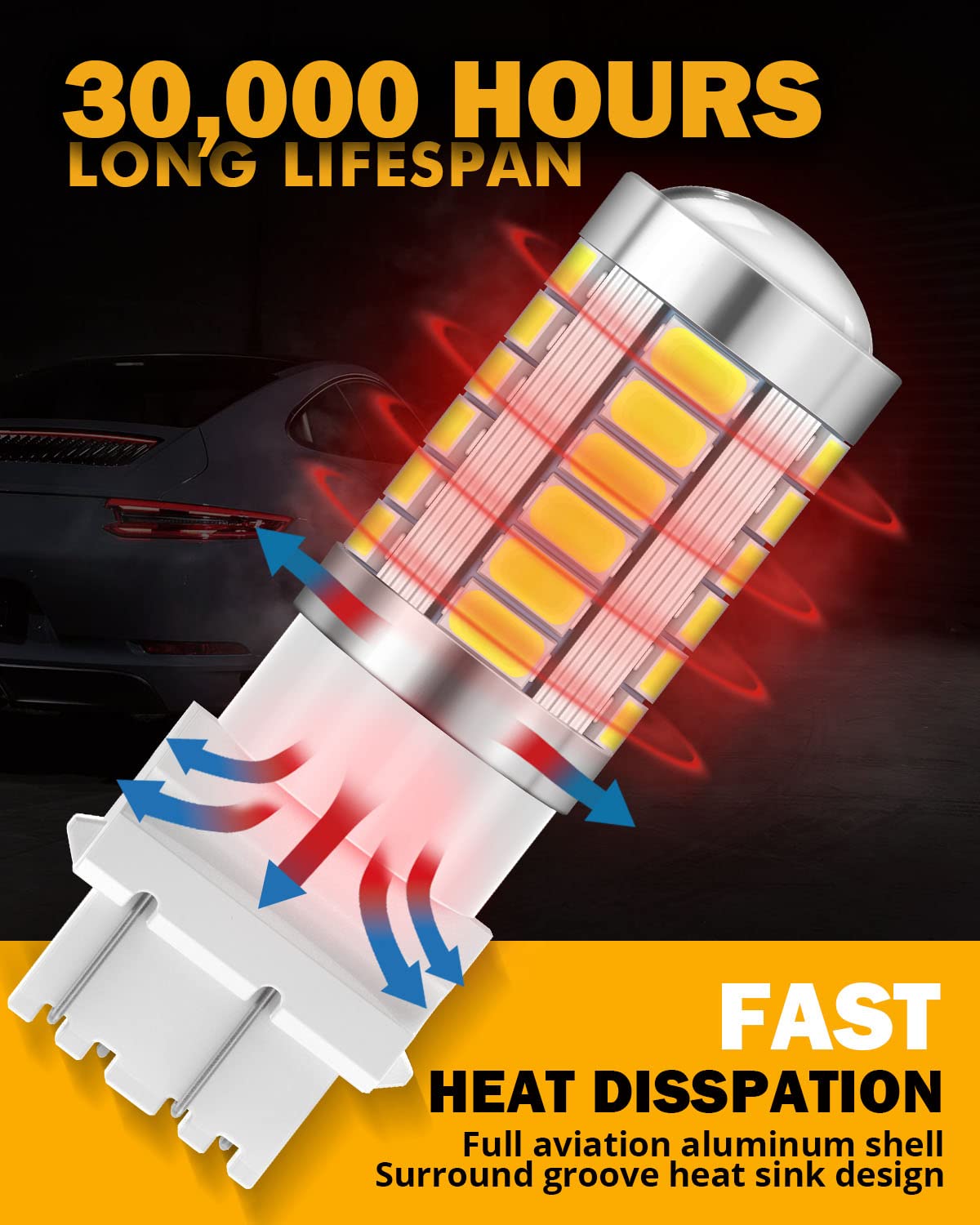 Auxbeam T25 3156 3157 LED Bulbs, 6500K White, Super Bright 4114 3057 4157 3457 4057 LED Backup Reverse Lights for Cars Trucks Motorcycles, 3030-SMD 12V, Pack of 2