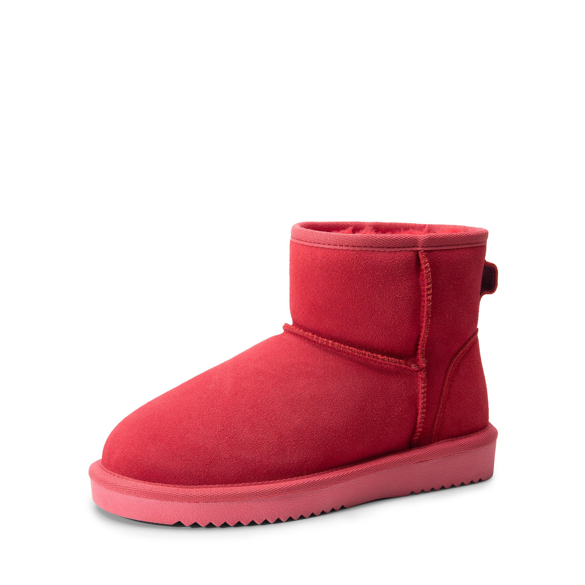 DREAM PAIRS Snow Boots for Women Genuine Suede Faux Fur Lining Classic Water Resistant Anti-Slip Warm Winter Booties Slip On Memory Foam Comfort Short Ankle Boots FuzzyClassic Ⅱ Low Boots,Size 6,Black,SDSB2432W