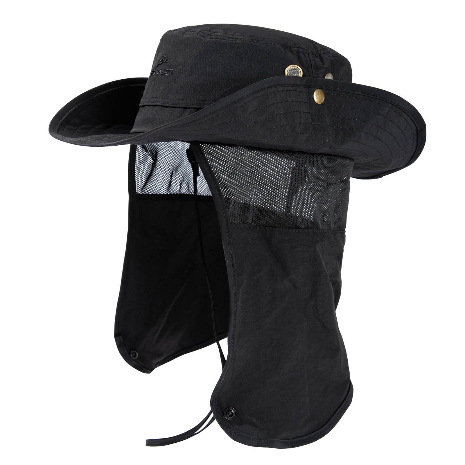 Comhats Sun Hats for Men Neck Cover Flap Protection UPF50+ Wide Brim Summer Boonie Bucket Waterproof Summer Golf Packable Travel Big Head X-Large XX-Large XL XXL Black
