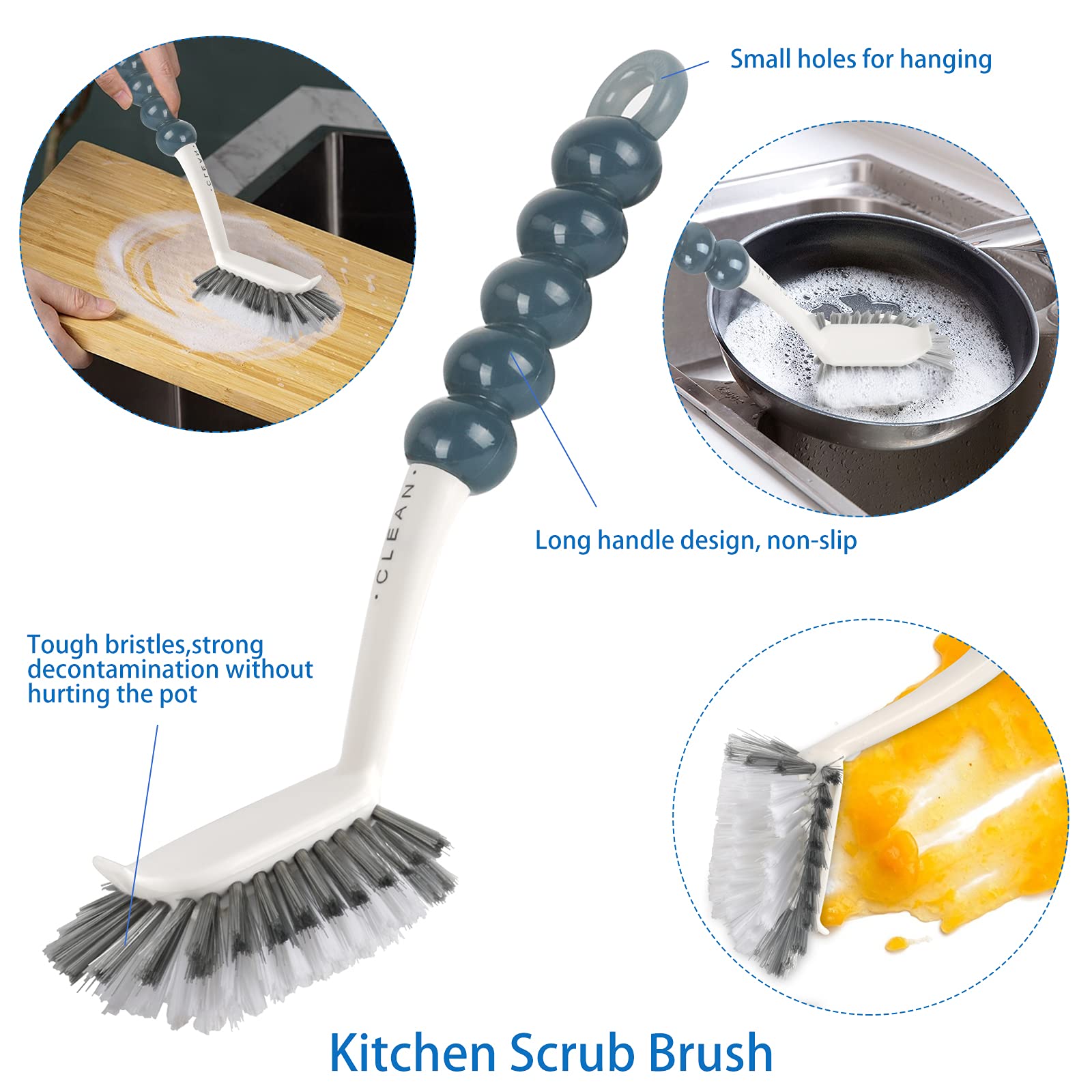Openfly 8 Pack Kitchen Cleaning Brushes, Multipurpose Household Deep Cleaning Brush Set with Scrub Brush, Grout Brush, Bottle Brush, Dish Brush, Shoe Brush, Crevice Brush for Bathroom Kitchen Floor