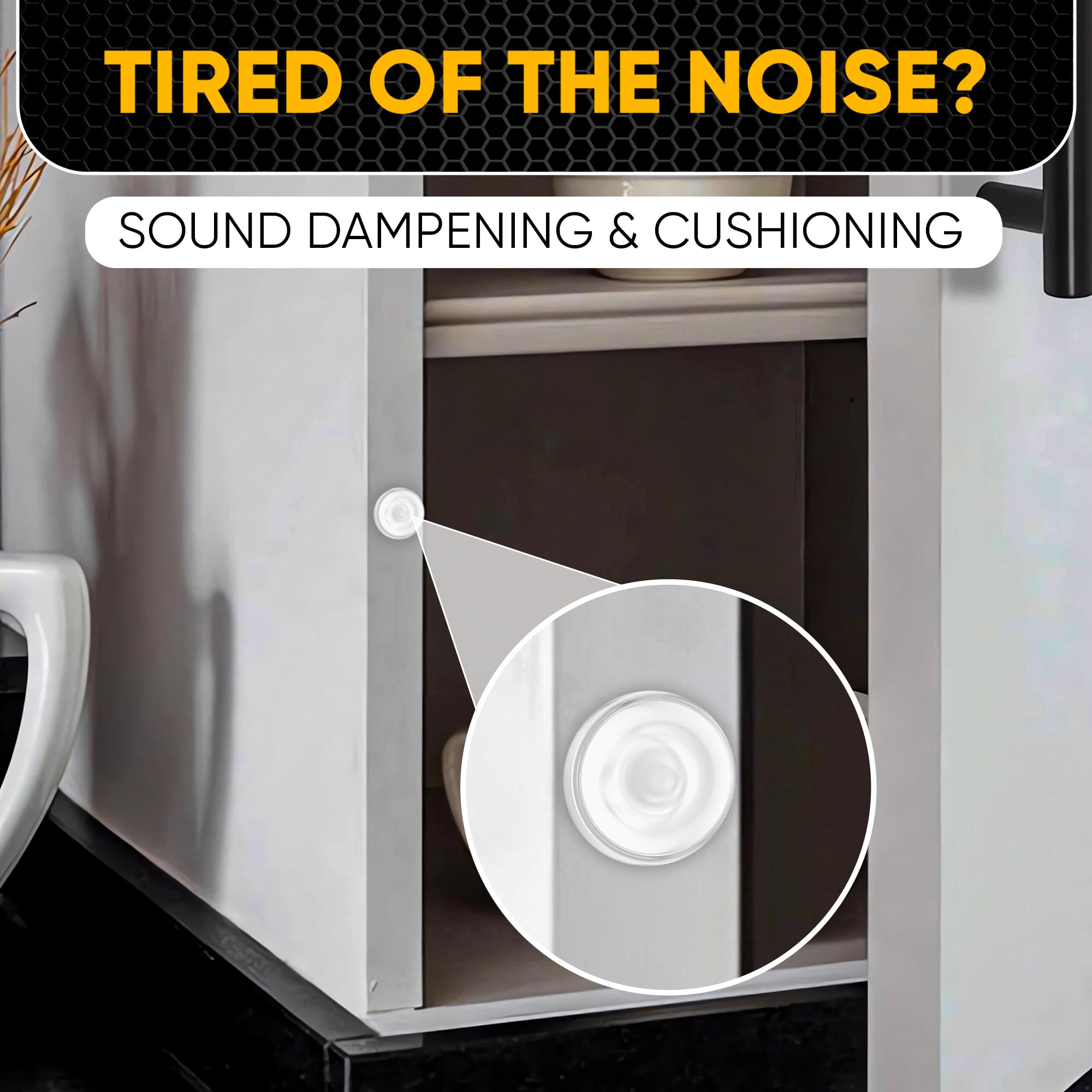 25 Clear Silicone Cabinet Door Bumpers – Self-Adhesive Pads, Quiet Soft Close Drawer Stoppers, Kitchen Sound Dampening Jelly Buttons – Vellax