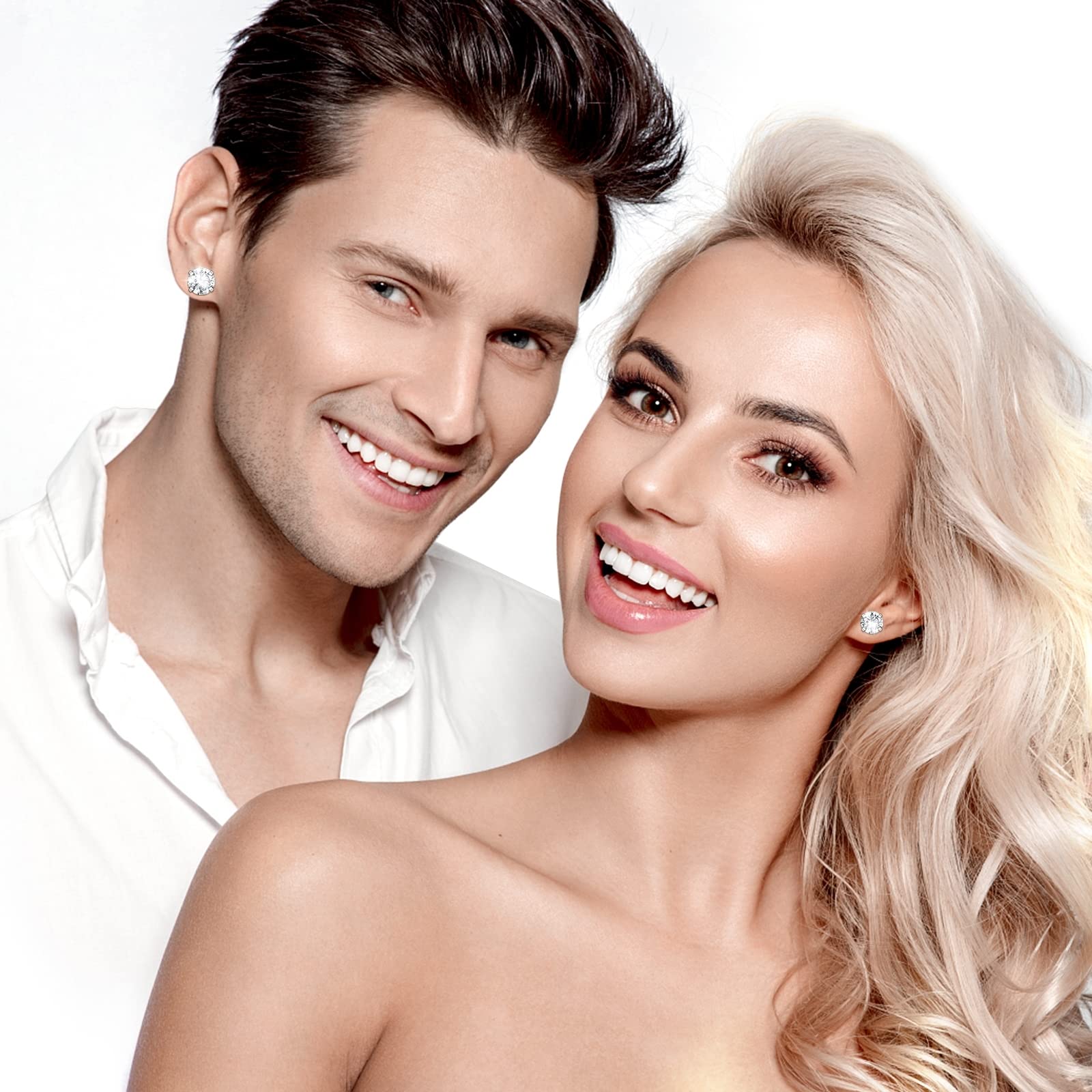 Silver Gold Black Stud Earrings Set 7Pairs Hypoallergenic Cubic Zirconia Titanium Stainless Steel Silver Rose Gold Black CZ Cartilage Stud Earrings Jewelry Sets for Women Men, 2-8mm CZ Stud Earrings