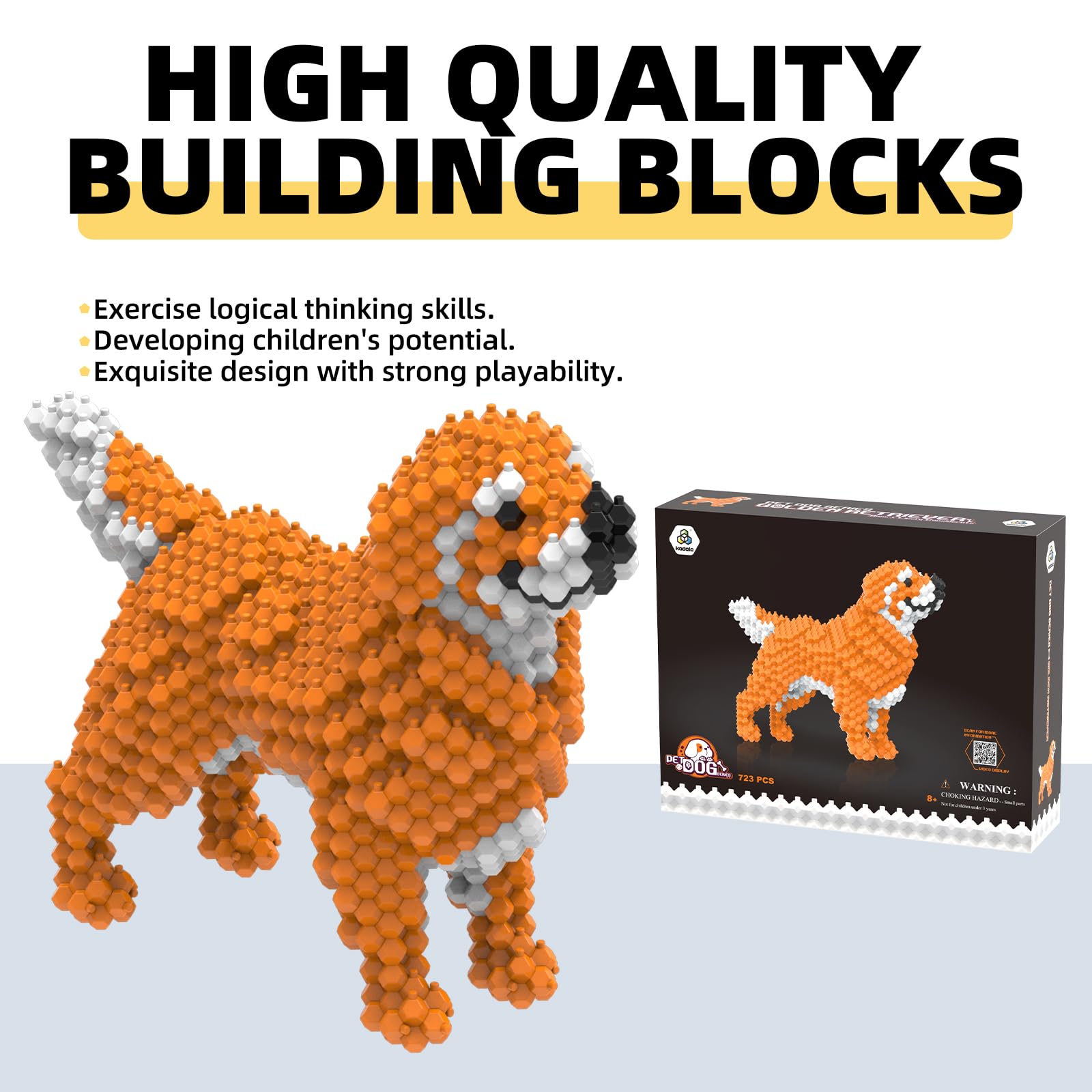 KADELE Cute Dog Building Animal Sets, Extremely Challenging STEM Building Blocks Decor for Adults Kids, Micro 3D Educational Toys for Boys Girls Ages 8 and Up, Golden Retriever