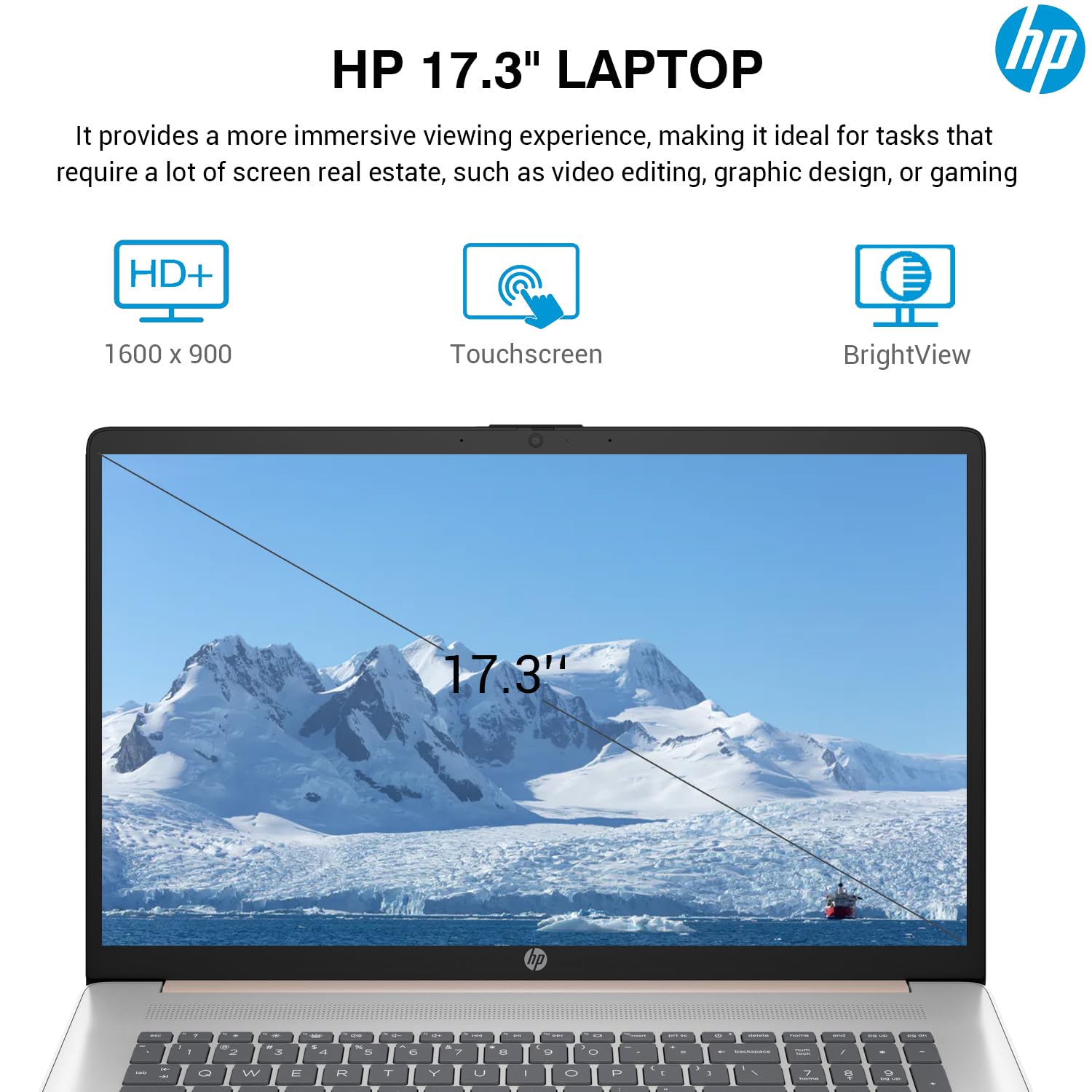 HP 17 Touchscreen Laptop PC, 17.3 Inch HD+ Touch Screen Business Laptop Computer, Intel 10-Core i7, Windows 11 Pro, 10-Key Backlit Keyboard |Fingerprint | Rose Gold | 32GB RAM 1TB SSD