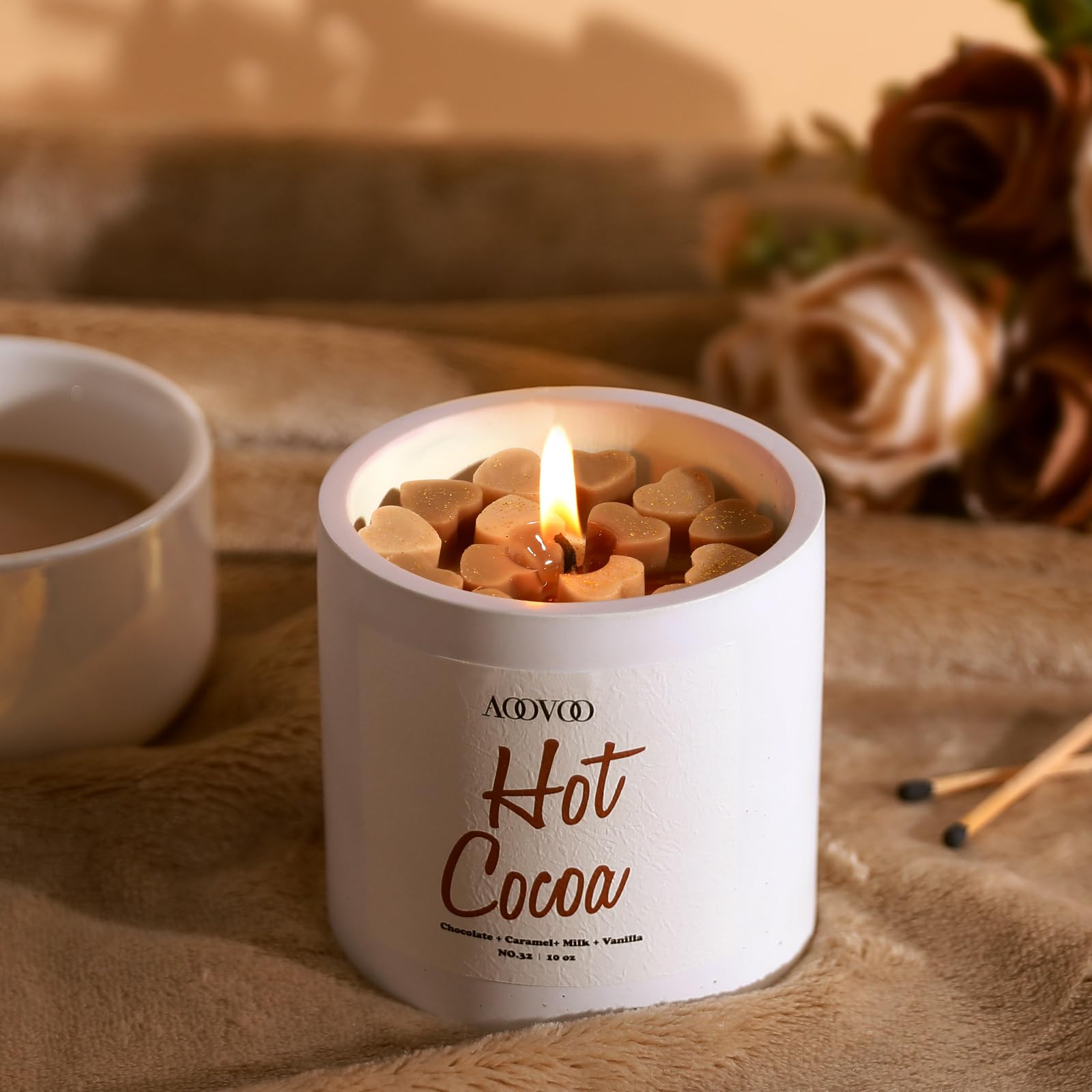 Hot Coco Candle - Winter Candles, Christmas Candle, Scented Candles, Soy Candles for Home, 10 oz Seasonal Handmade Candle