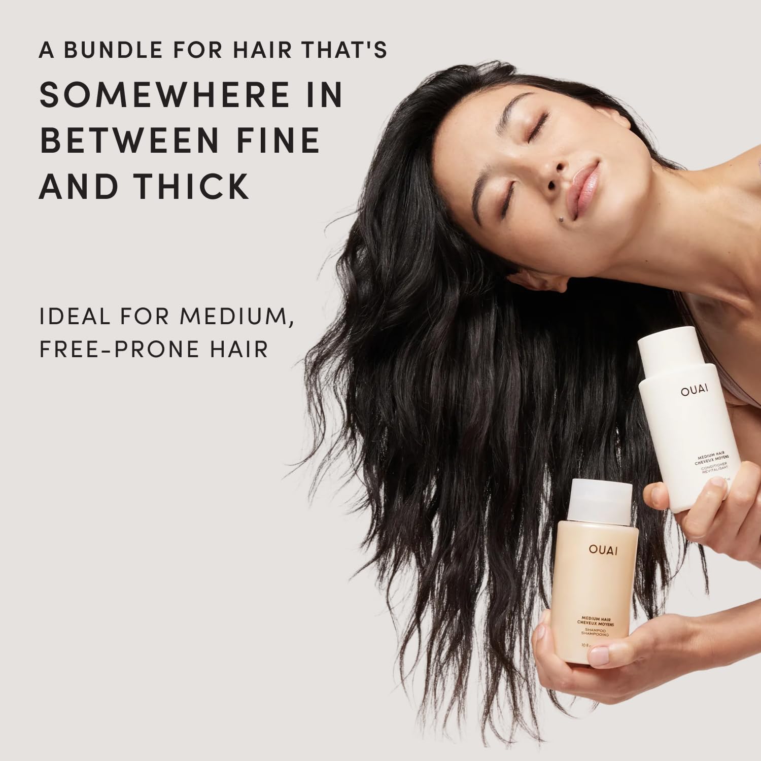 OUAI Medium Hair Shampoo and Conditioner Set - Sulfate-Free Shampoo and Conditioner for Women & Men - Made with Keratin, Shea Butter & Avocado Oil - Free of Parabens & Phthalates (10 Fl Oz)