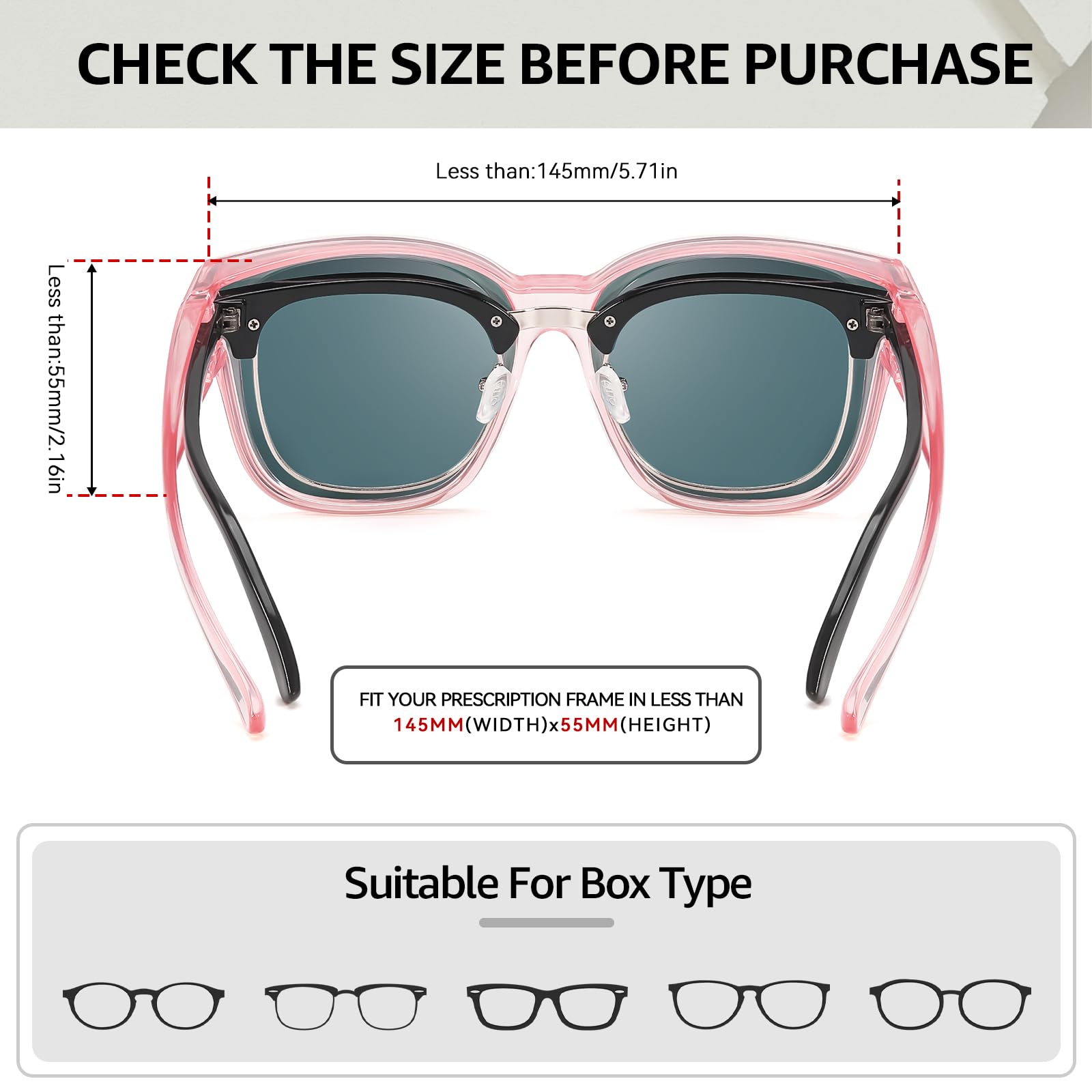 TJUTR Polarized Fit Over Sunglasses for Women, Trendy Oversized Over Prescription Glasses Shades with UV Protection TS3091