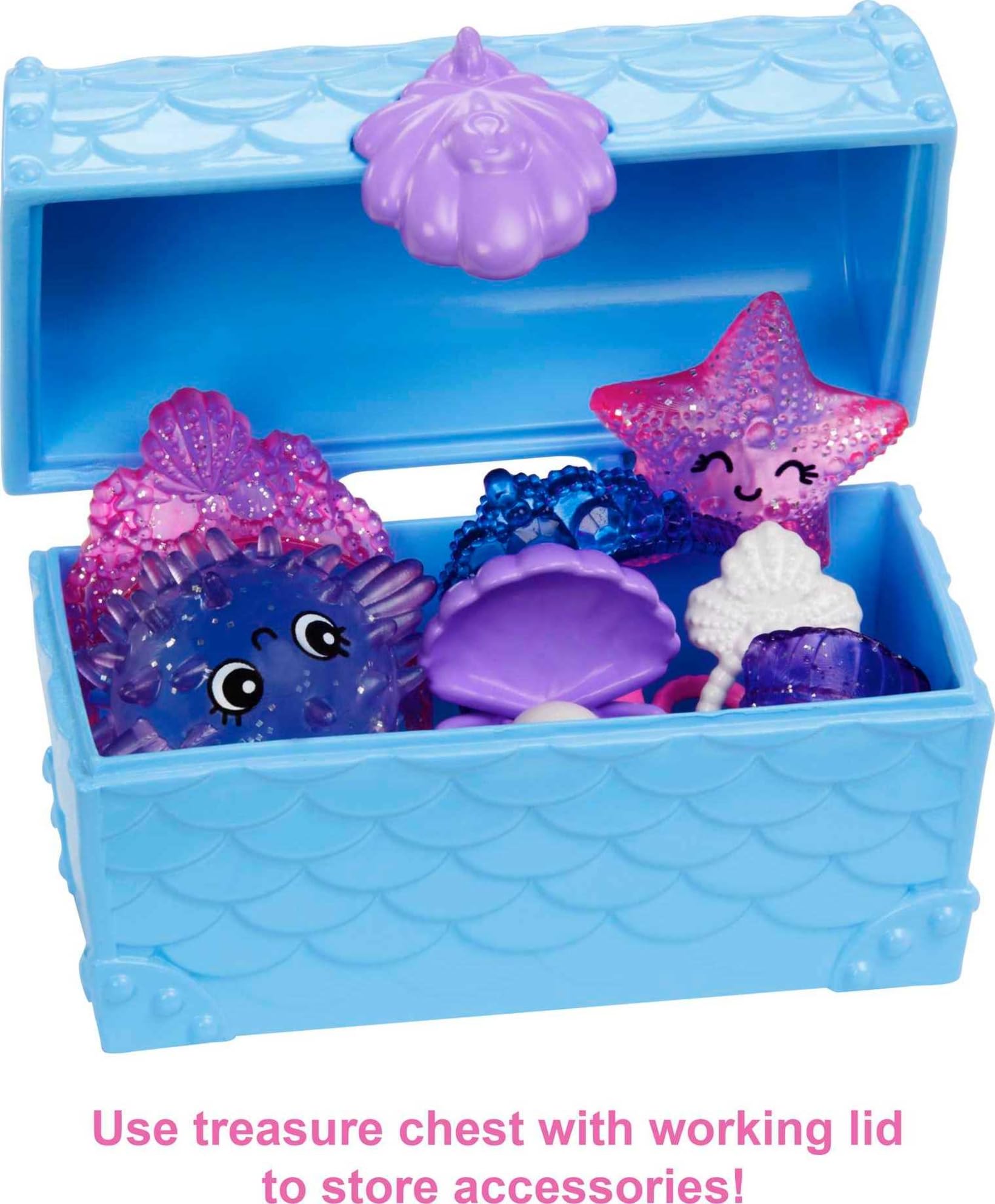 Barbie Mermaid Power Chelsea Small Doll with Blue & Purple Hair, 2 Ocean Pets & Treasure Chest Accessory