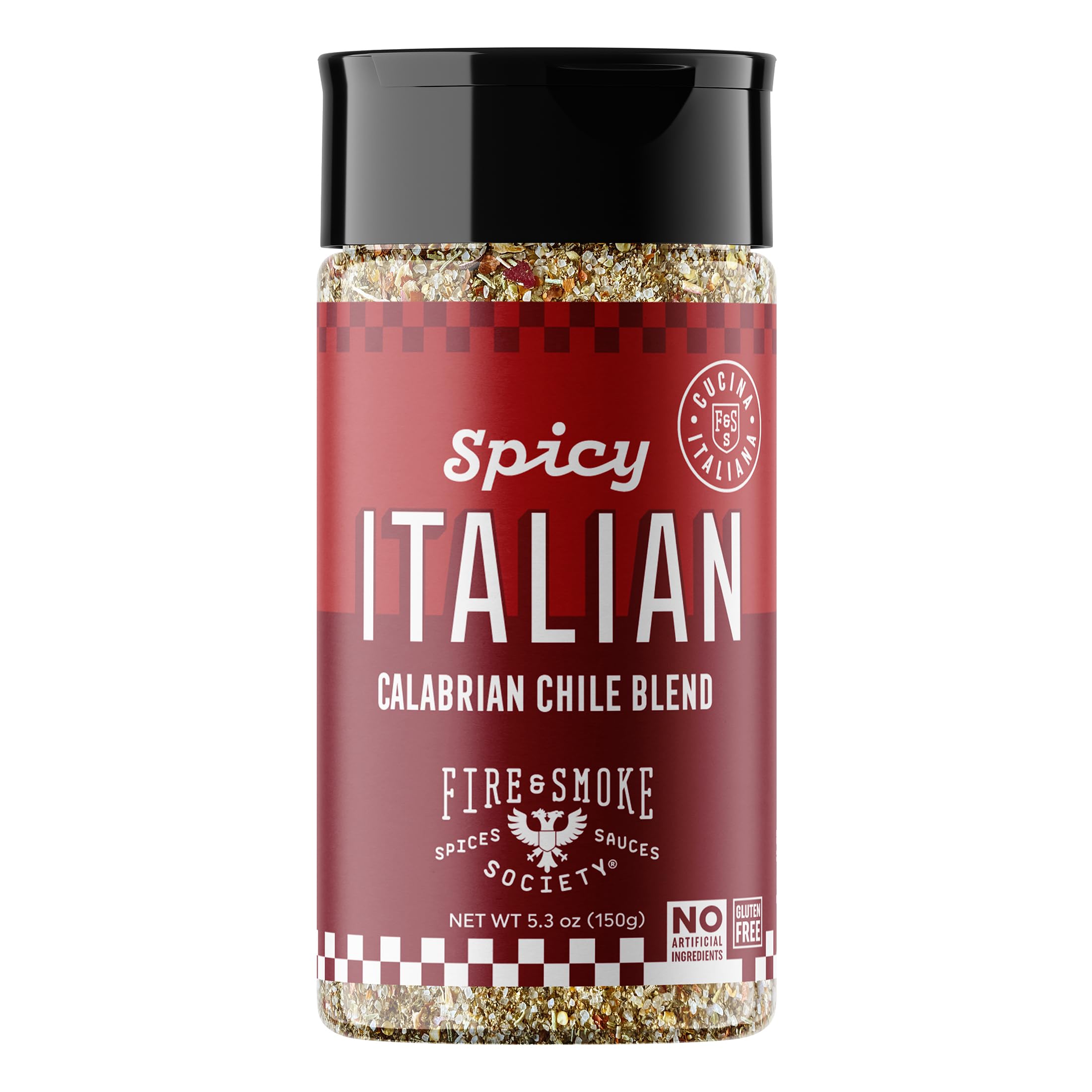 Fire & Smoke Society Spicy Italian Seasoning Blend | Pasta, Pizza, Italian Herb Seasoning | Oregano, Garlic, Calabrian Chiles | M, 5.3 oz