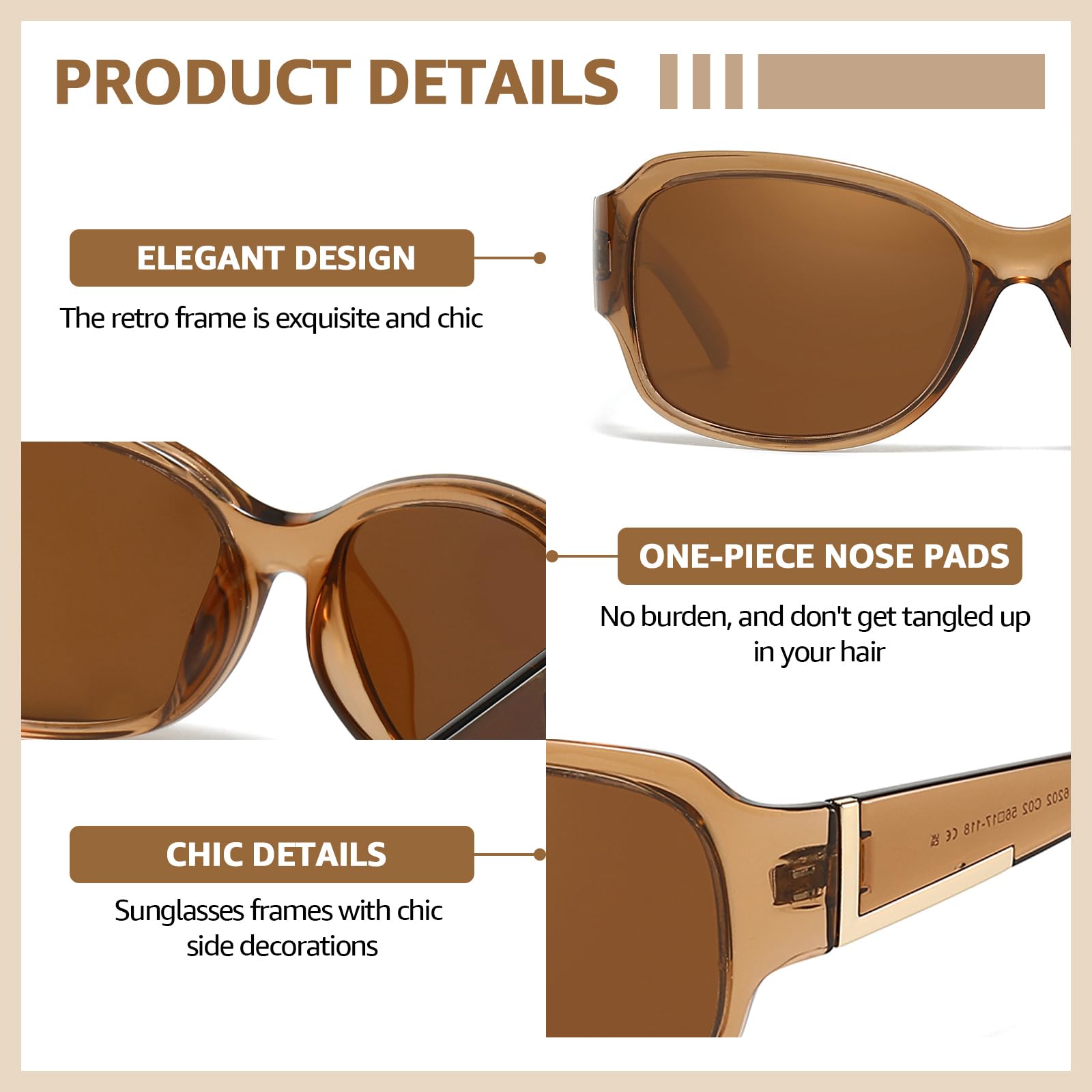 TJUTR Wrap Around Polarized Sunglasses for Women, Trendy UV400 Protection Designer Shades TS6202