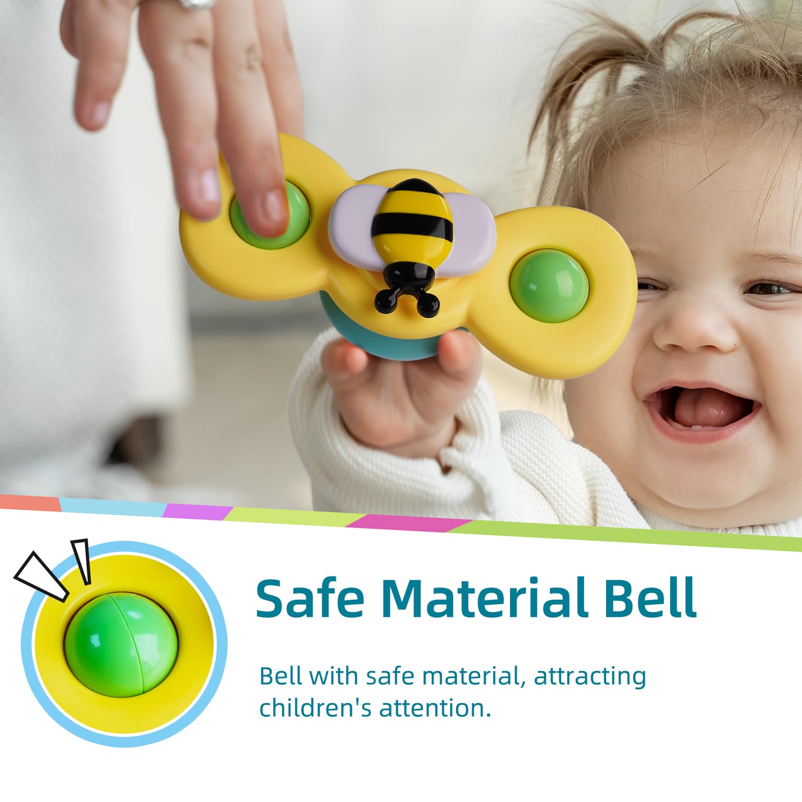 LiKee Strong Suction Cup Fidget Spinnerz Sensory Bath Toys for Baby 12 18 Months Airplane Car Travel Table & Window Toys for 1 2 Year Old Toddler Boys and Girls (Insect-1)