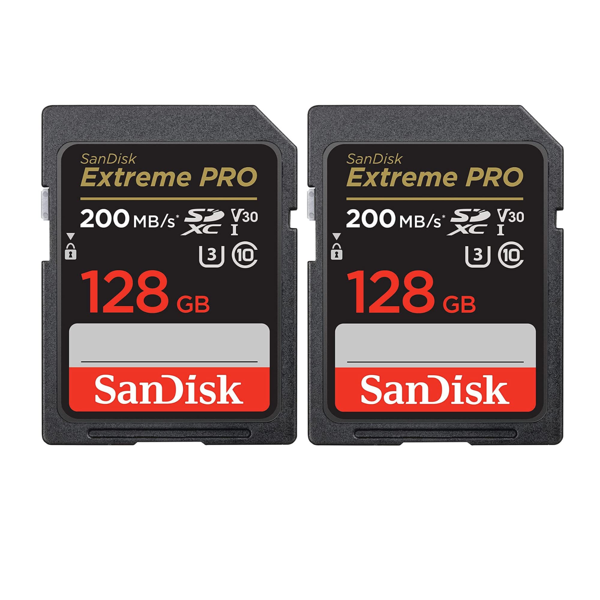 SanDisk 128GB Extreme PRO 200MB/s SDXC UHS-I Memory Card (2-Pack) (2 Items)