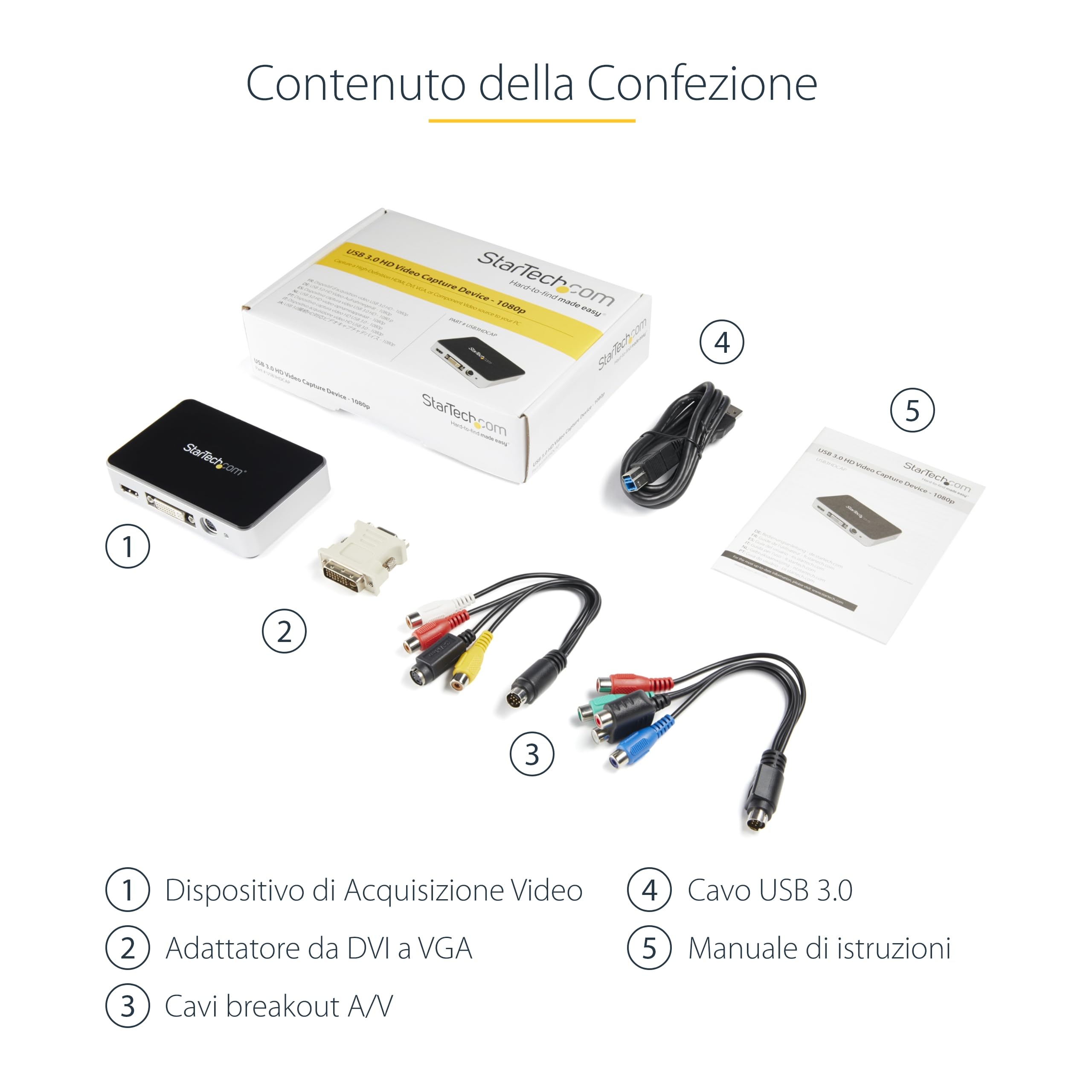 StarTech.com HDMI Video Capture Device - 1080p - 60fps Capture Card - USB Video Recorder - with HDMI DVI VGA, TAA (USB3HDCAP)