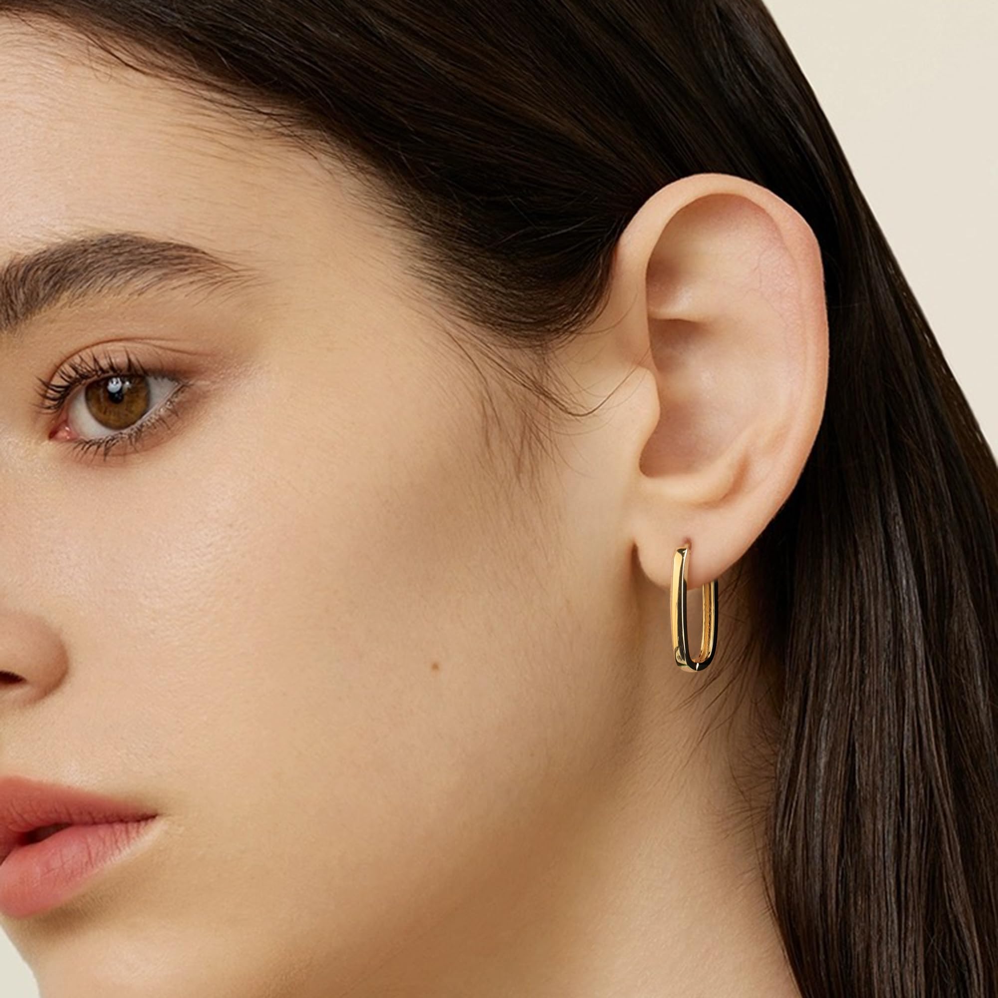 14K Gold Plated Sterling Silver Earrings Small Rectangle Hoop Earrings for Women Hypoallergenic Small Hoops Earring Gold Square Hoop Earrings for Women Trendy