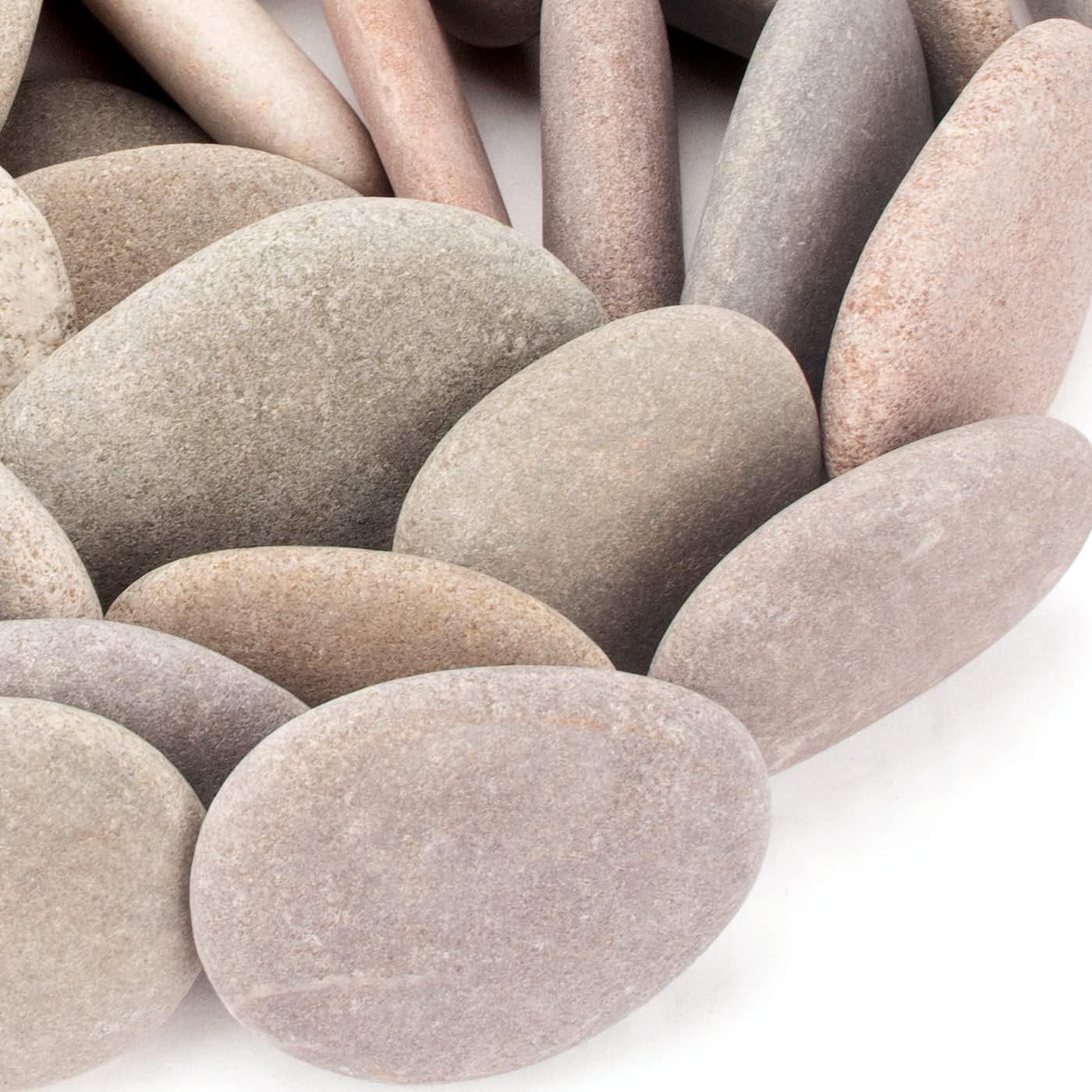 About 92-100 PCS River Rocks, 2"-3.3" Flat Painting Stones, 18 Pounds