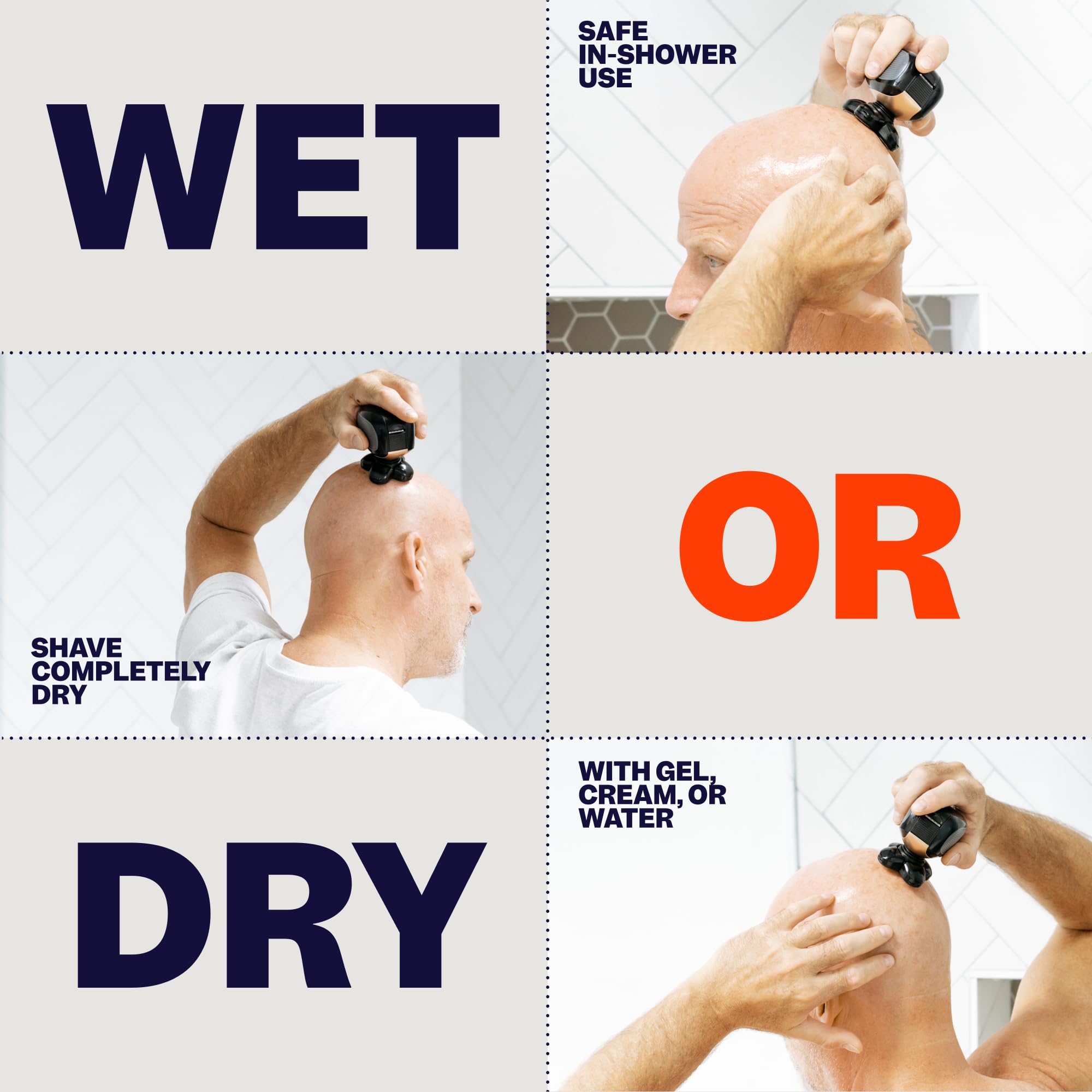 The FlexSeries Electric Head Hair Shaver - Freebird - Ultimate Mens Cordless Rechargeable Wet/Dry Skull & Bald Head Waterproof Razor with Rotary Blades, Clippers, Nose Trimmer, Brush, Massager