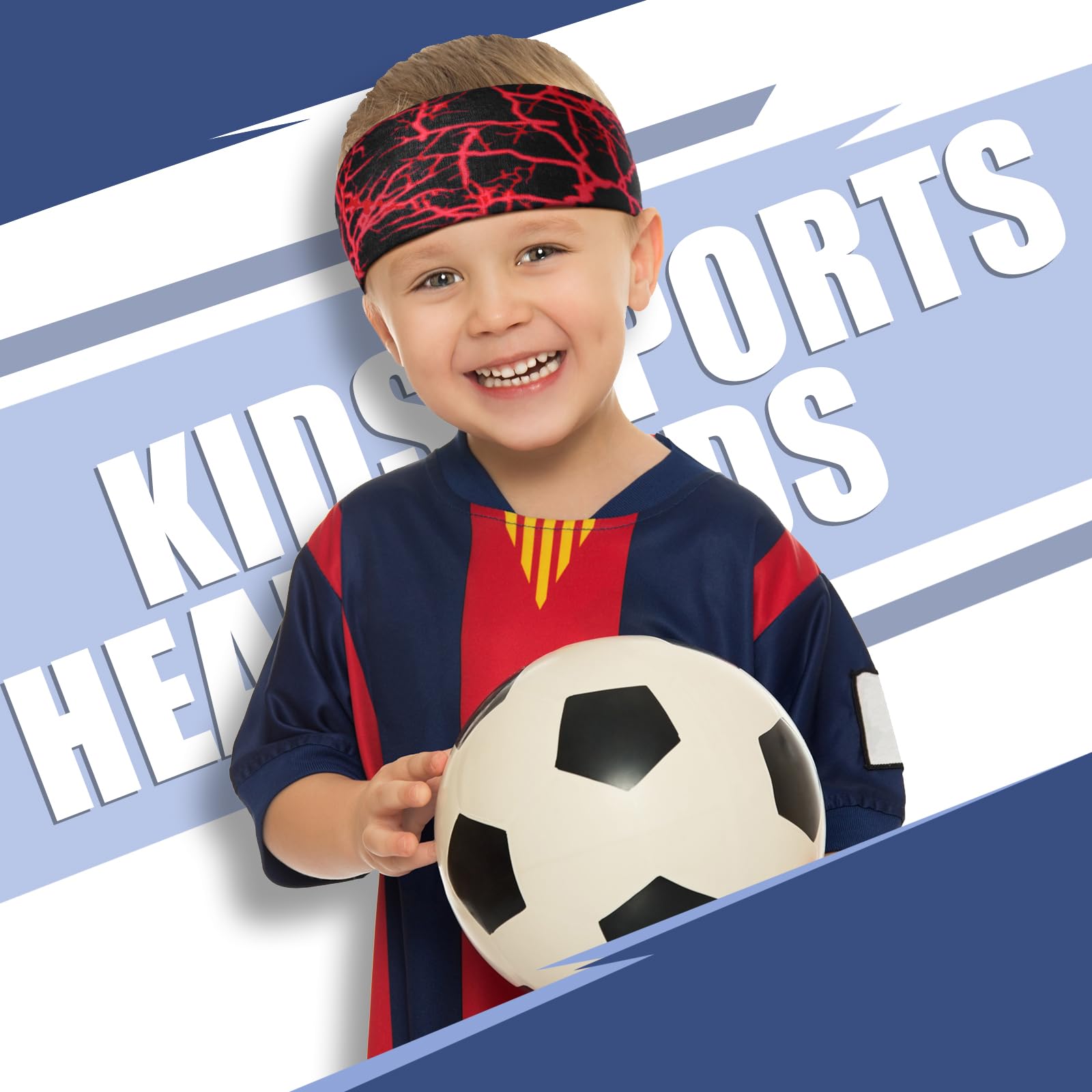 Sratte 10 PCS Sweatbands for Kids Soccer Headbands Boys Sports Kids Sweatbands Breathable Sweat Wicking Headband for Youth Basketball, Football, Baseball, Running