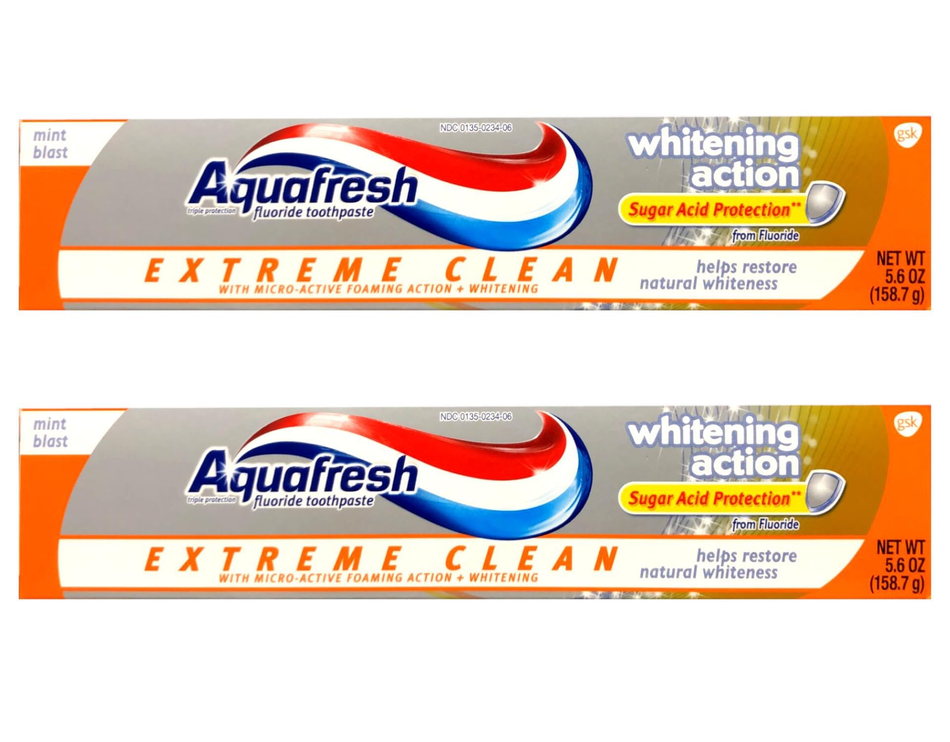 Aquafresh Extreme Clean Whitening Action Fluoride Toothpaste for Cavity Protection, 5.6 ounce Twinpack (Two 5.6oz tubes)