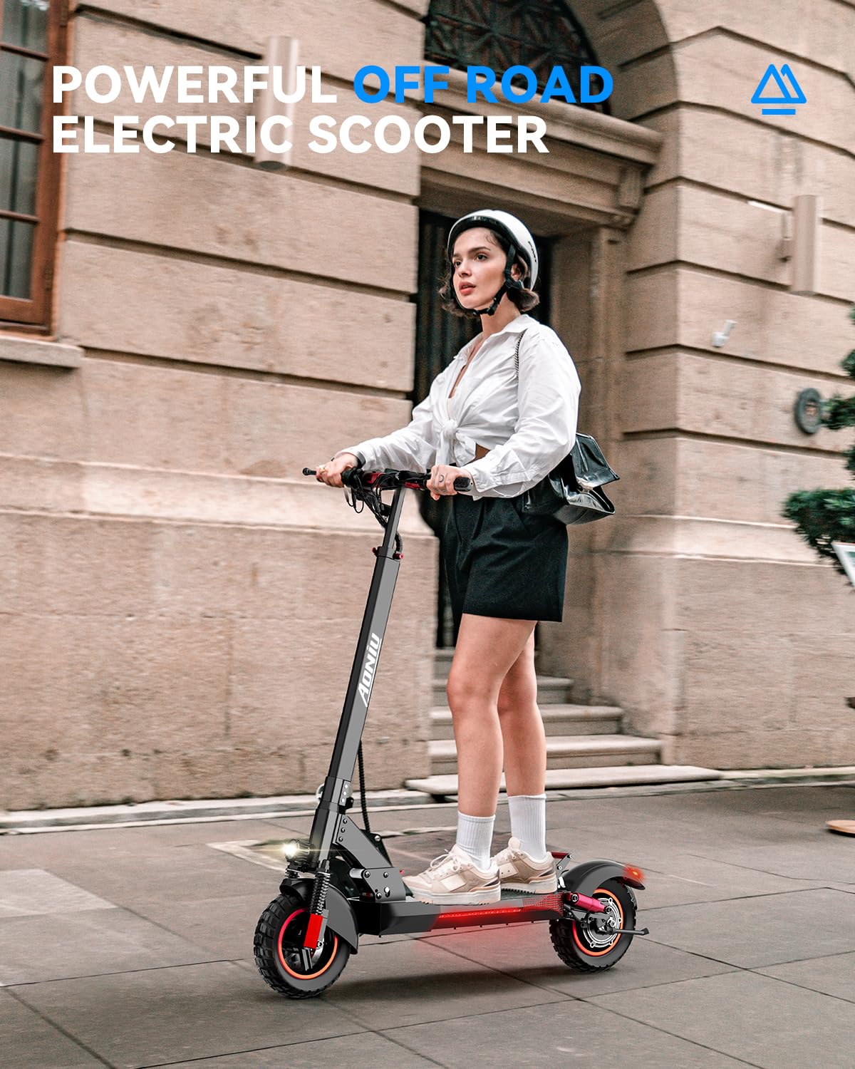AONIU M4 Electric Scooter for Adults with seat 25-30 mph Fast Speed Heavy Duty 300+ lbs 10 inch Off Road Foldable e Scooter Mobility e Scooters for Girls Men Teens 31-37 Miles Long Range Bike