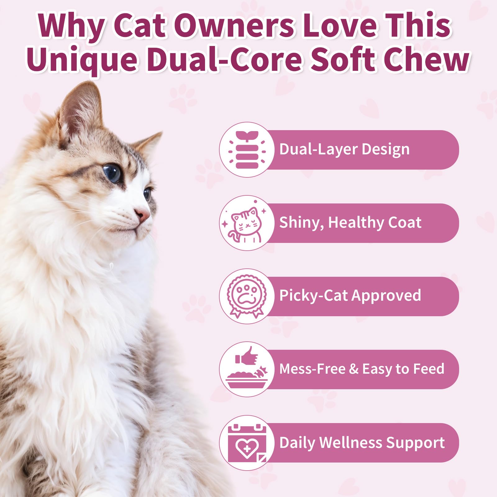 Chews for Cats Bundle-Natural Skin and Coat Support for Cats+Cat Probiotics Soft Chews for Digestive & Gut Support-Cat Supplements & Vitamins -Chicken
