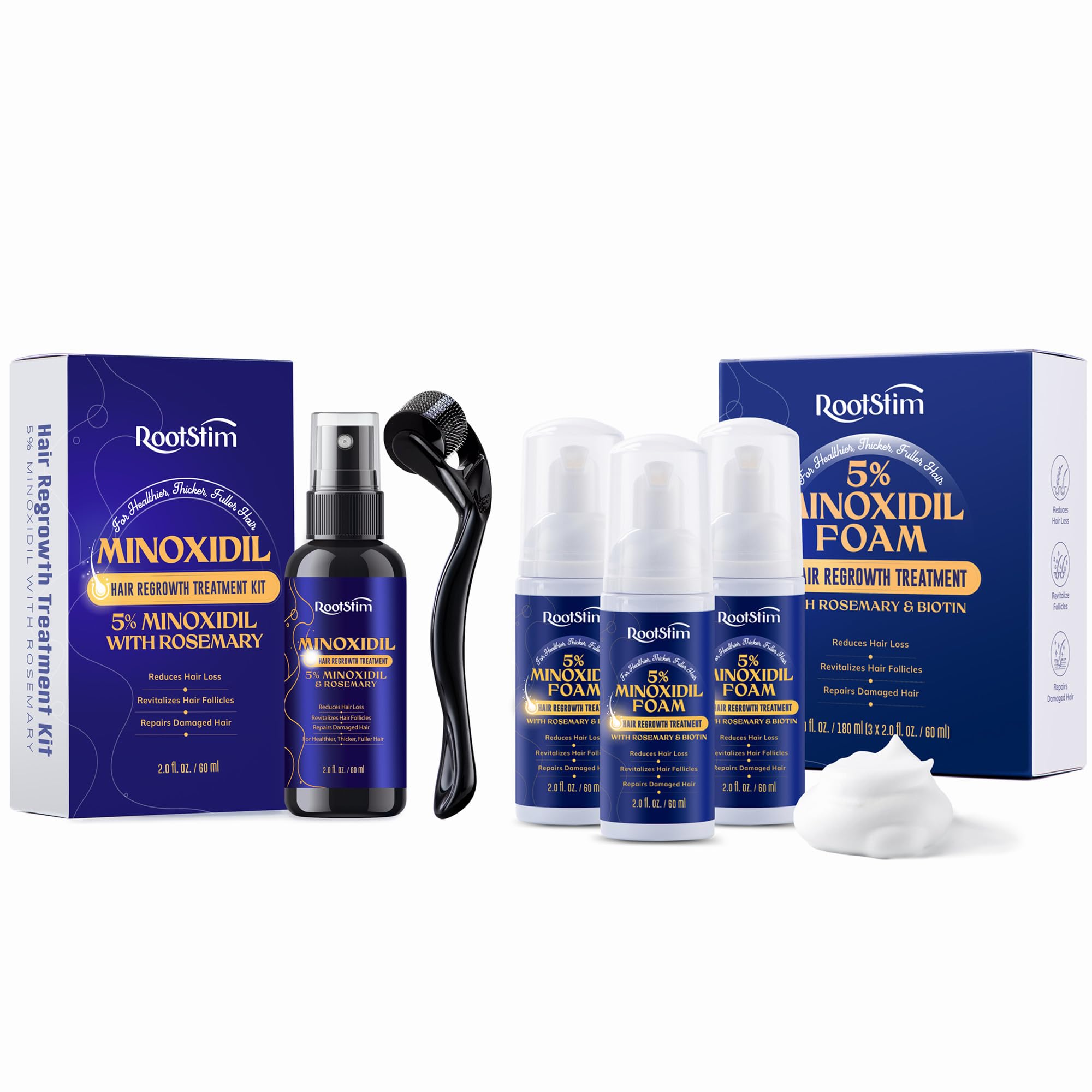 Beard & Hair Growth Bundle for Men and Women – Complete Regrowth Solution with Beard Growth Spray & Hair Regrowth Foam – Supports Thicker, Fuller Hair and Beard – Dual Action Formula