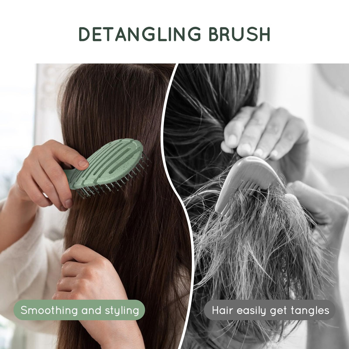 Ecoed Degradable Vented Hair brush,Detangling Brush,Detangler Brush for Curly, Thick, and Straight Hair, Dry and Wet Detangling Quickly Detangles and Smooths hair,Hair Brush for Women and Men
