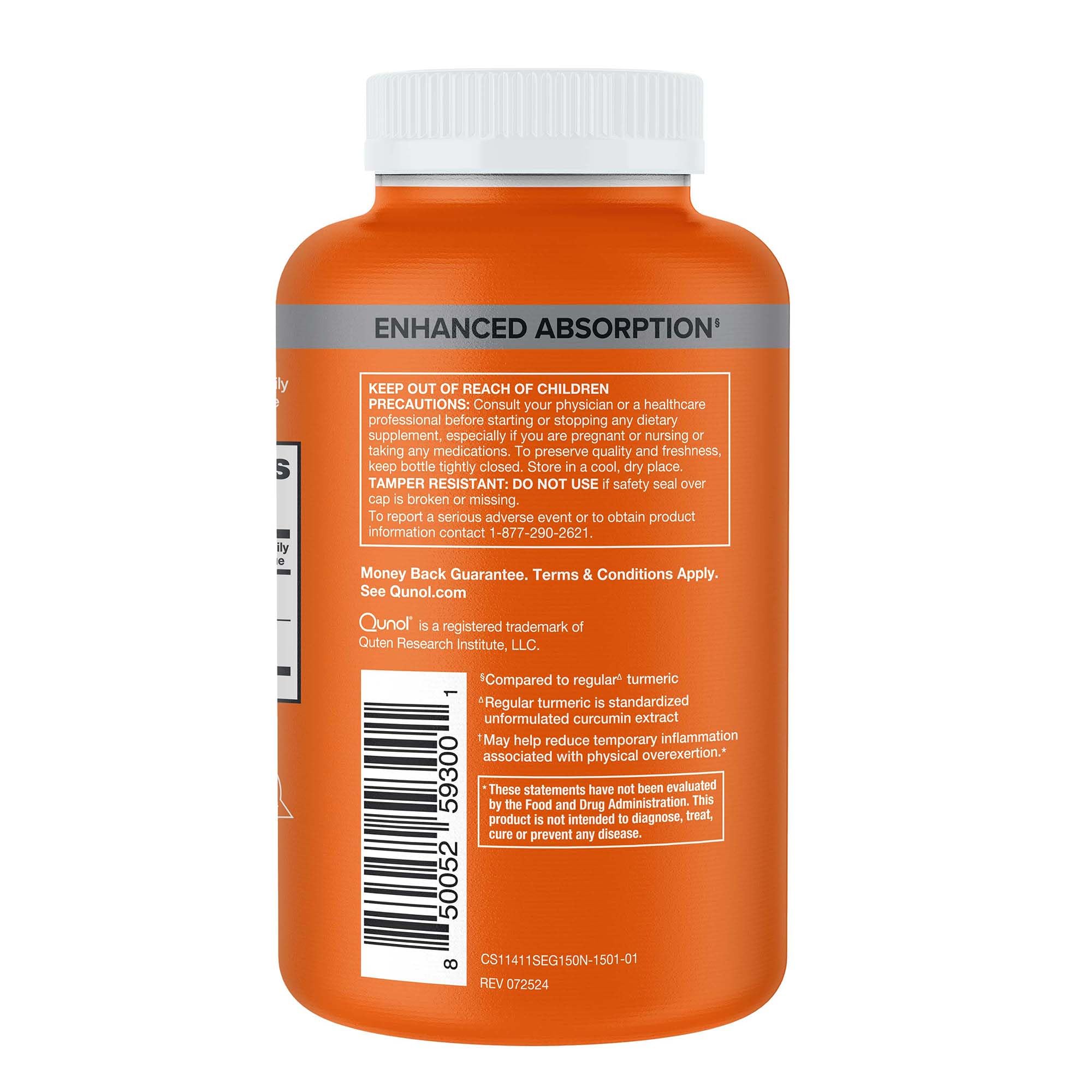 Qunol Turmeric Curcumin with Black Pepper, 2250mg Turmeric Extract with 95% Curcuminoids, Extra Strength Turmeric Supplement, Enhanced Absorption, Joint Support Supplement, 150 Vegetarian Capsules