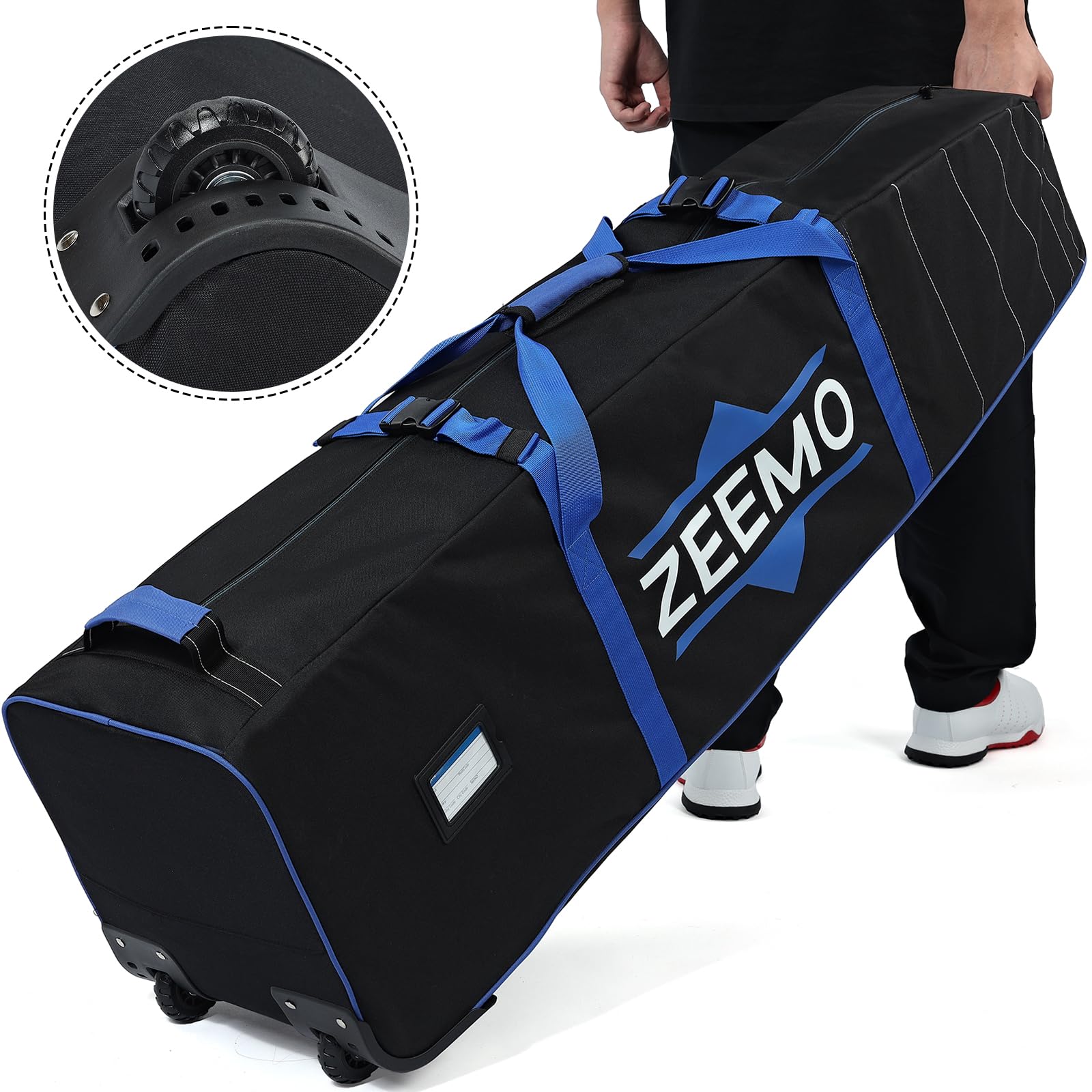 ZEEMO Golf Travel Bag for men, Mid-open Covers with Protective Panel for Golf Clubs, Golf Accessories, Soft-Sided, Travel Size, Airline Approved, Waterproof&Wheels, Black Oxford Case.