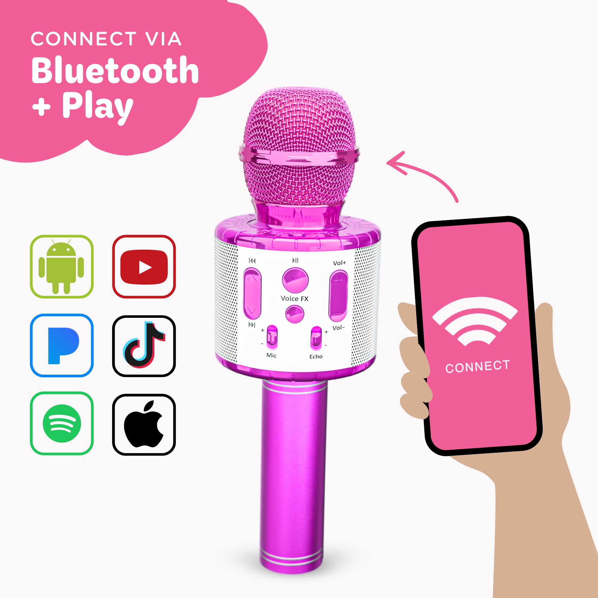 Move2Play, Kids Karaoke Microphone | Includes Bluetooth & Pre-Loaded Songs | Christmas & Birthday Gift | Toy for All Ages - 2, 3, 4, 5, 6+ Year Old Girls, Boys & Toddlers